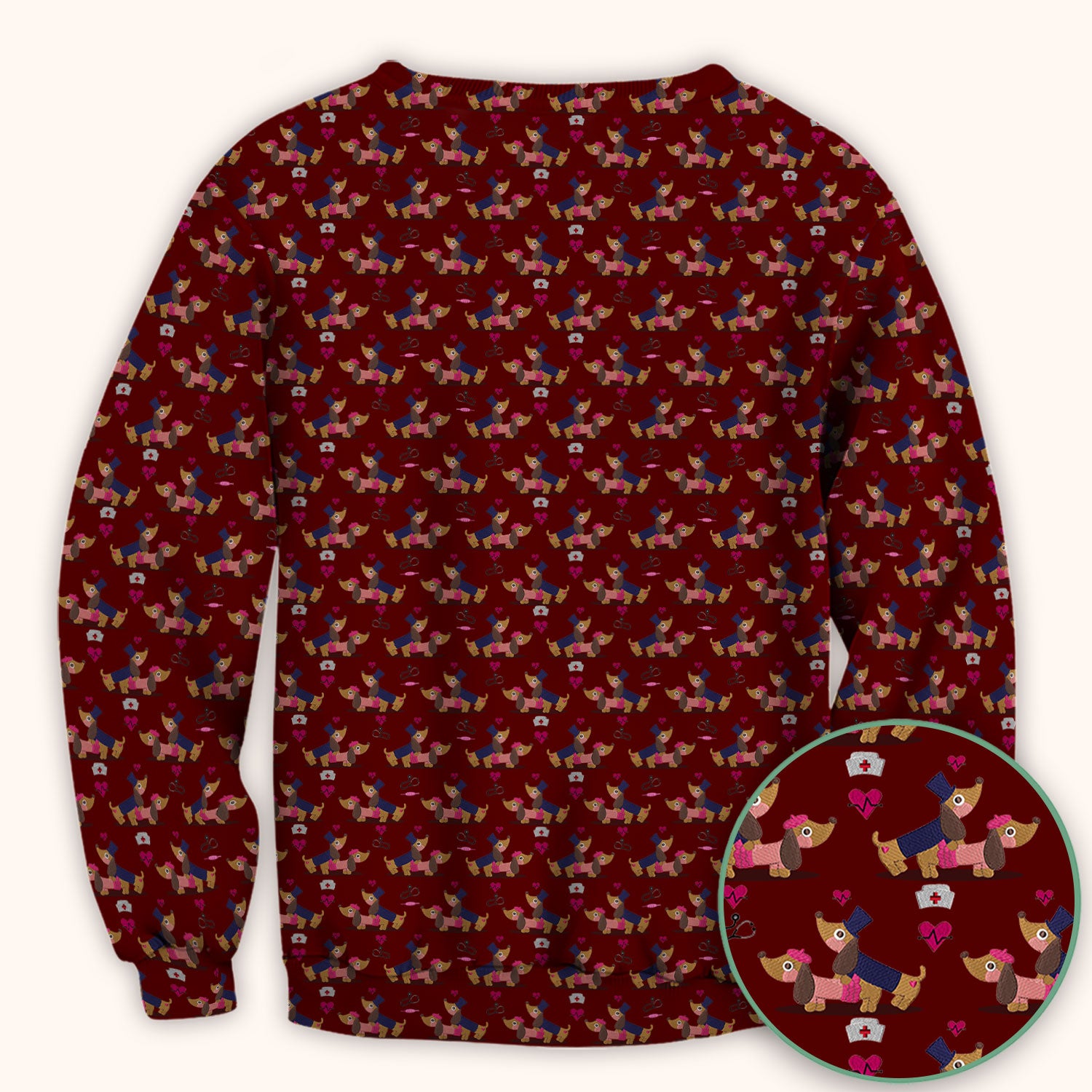 Funny Dachshund Couple Valentine Scrub Top - Nursing Gift for Women