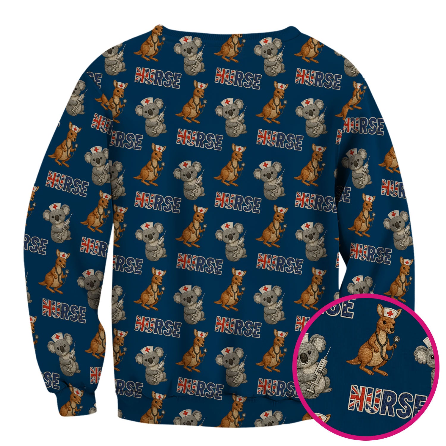 Cute Koala Kangaroo Scrub Top, Australian Nurse Pattern Shirt,  Breathable Fabrics Nursing Uniform