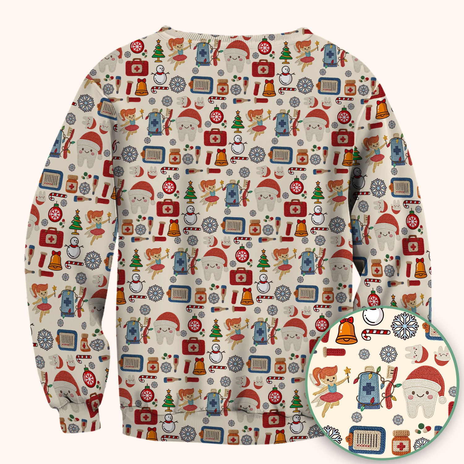 Christmas Dental Scrub Top - Cute Santa Tooth & Snowman Shirt - Festive Holiday Medical Uniform for Dentists, Hygienists & Nurses