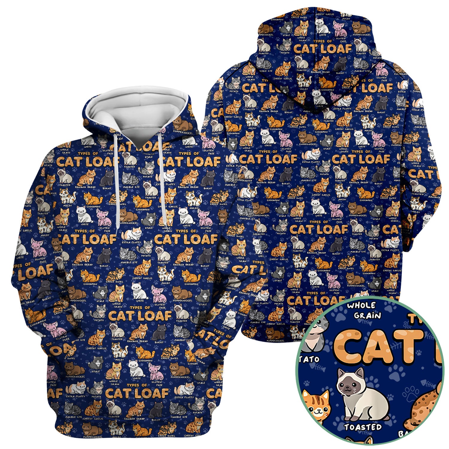 Funny Cat Loaf Nurse Scrub Top - Cute Cat Lover Medical Shirt for Women - Types of Cat Loaf RN LPN CNA Uniform Gift