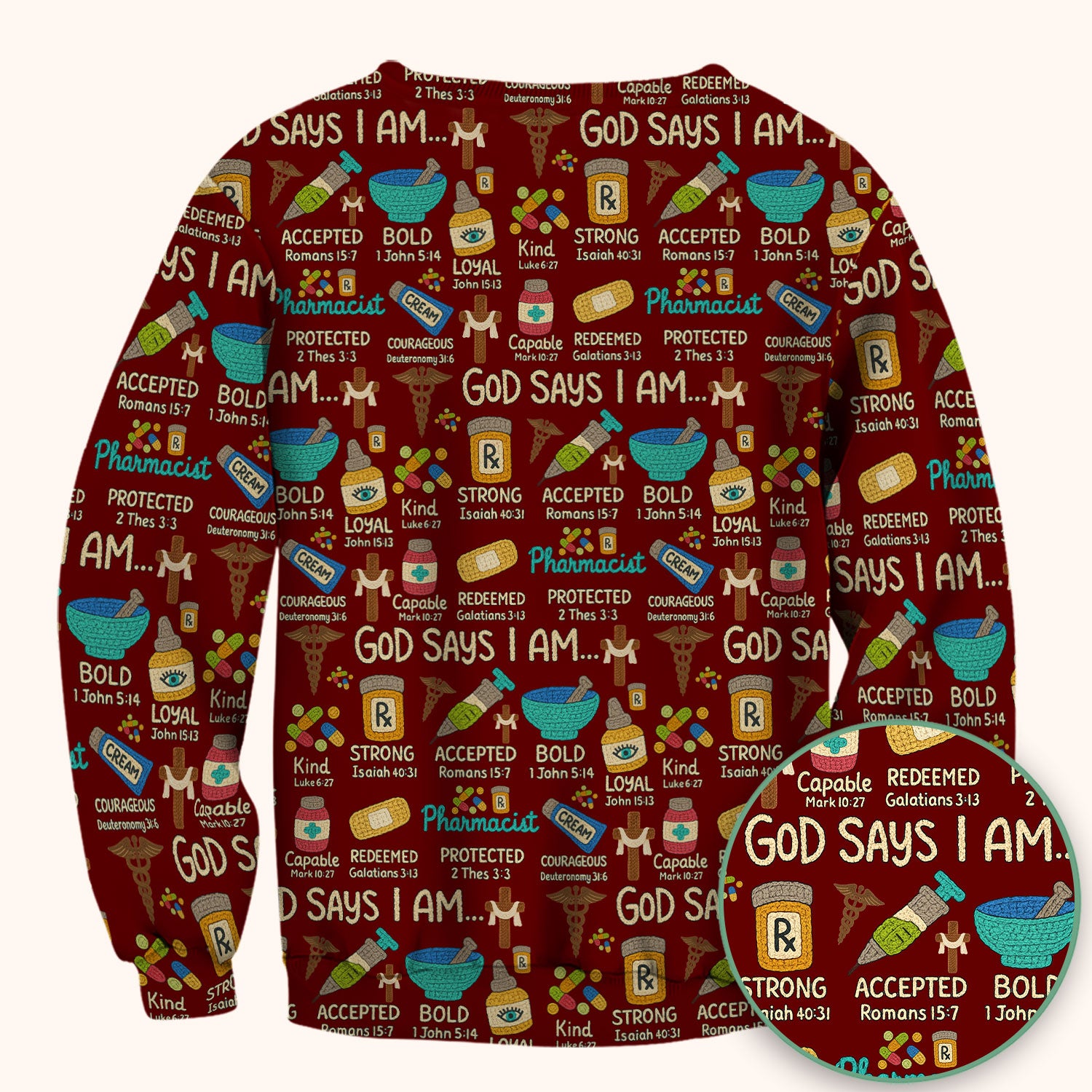God Says I Am Pharmacist Scrub Top - Christian Pharmacy Scrubs for Women - Faith Inspired Medical Uniform - Bible Verse Nurse Shirt