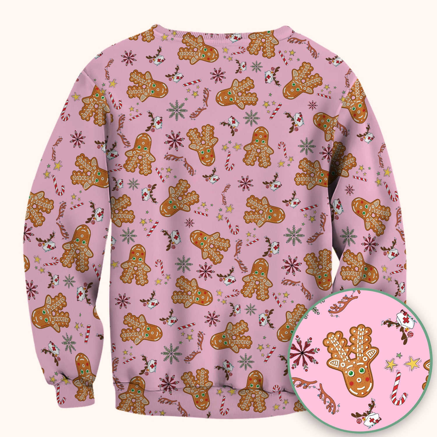 Gingerbread Cookies Reindeer Scrub Top - Funny Christmas Gingerbread Nursing Uniform - Comfortable Scrubs for Nurses