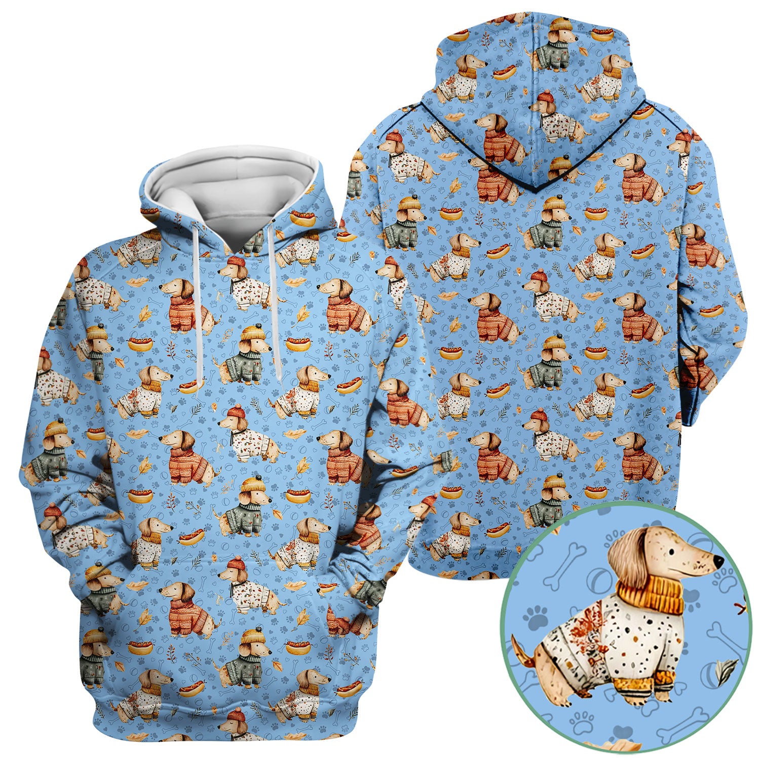 Autumn Dachshund Scrub Top - Cute Wiener Dog Nurse Shirt for Women - Cozy Fall Medical Uniform RN CNA LPN Thanksgiving Gift