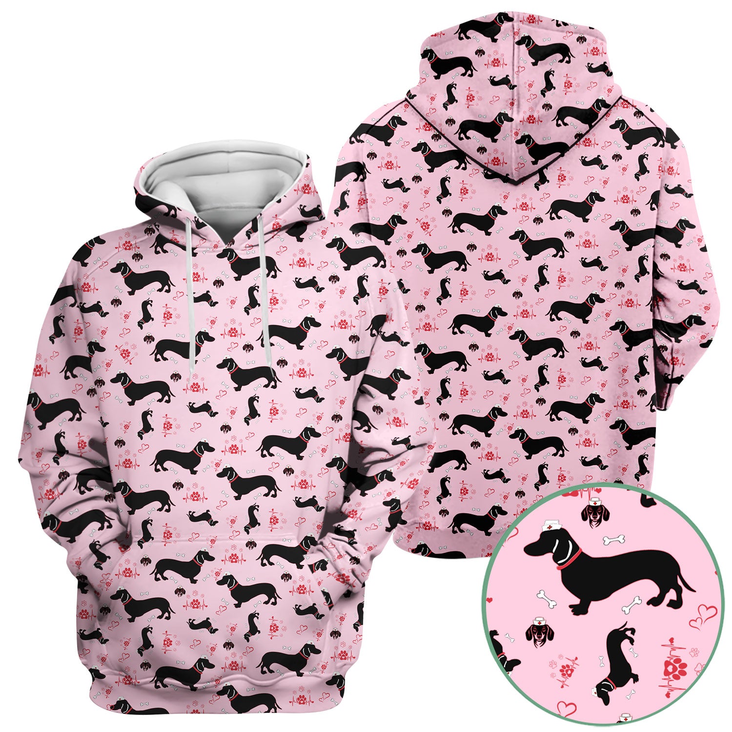 Dachshund Scrub Top - Cute Dog Print Scrubs for Women, Men Multi Color - Animal Scrub Shirt Gift for Nurse, CNA, RN, Doctor
