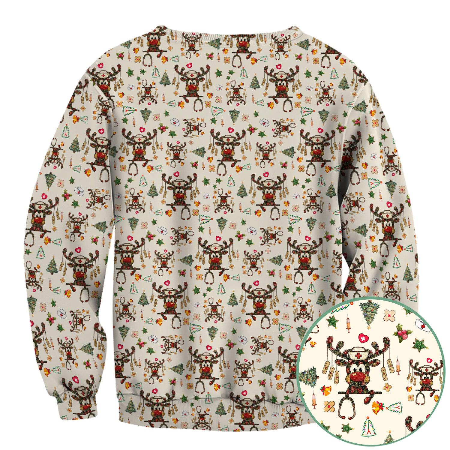 Reindeer Christmas Nurse Scrub Top - Funny Holiday Scrub Shirt - Cute Medical Uniform for Women RN LPN CNA Gift