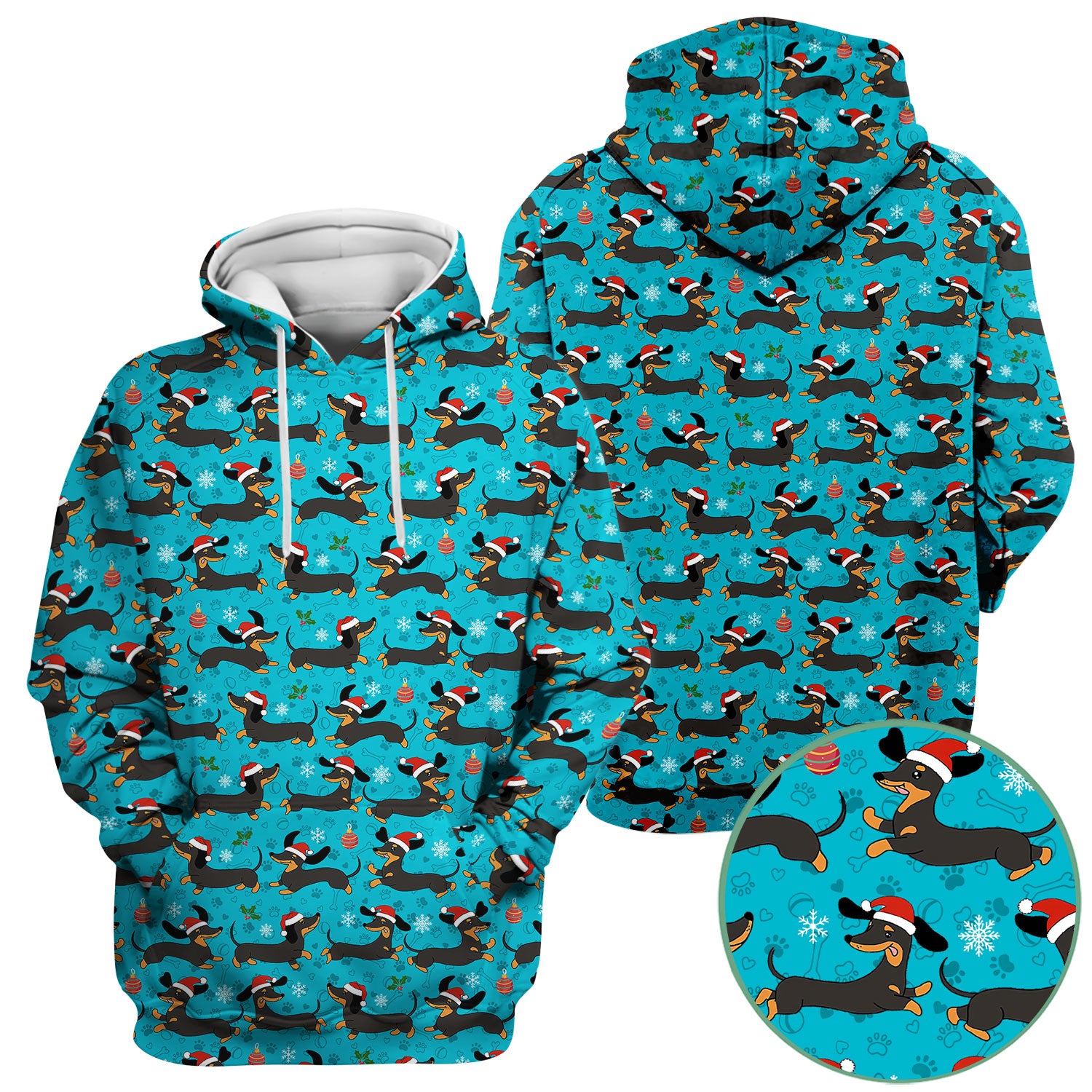 Festive Dachshund Scrub Top for Women - Christmas Sausage Dog Santa Hat Print - Cute Holiday Nurse Medical Uniform RN LPN CNA