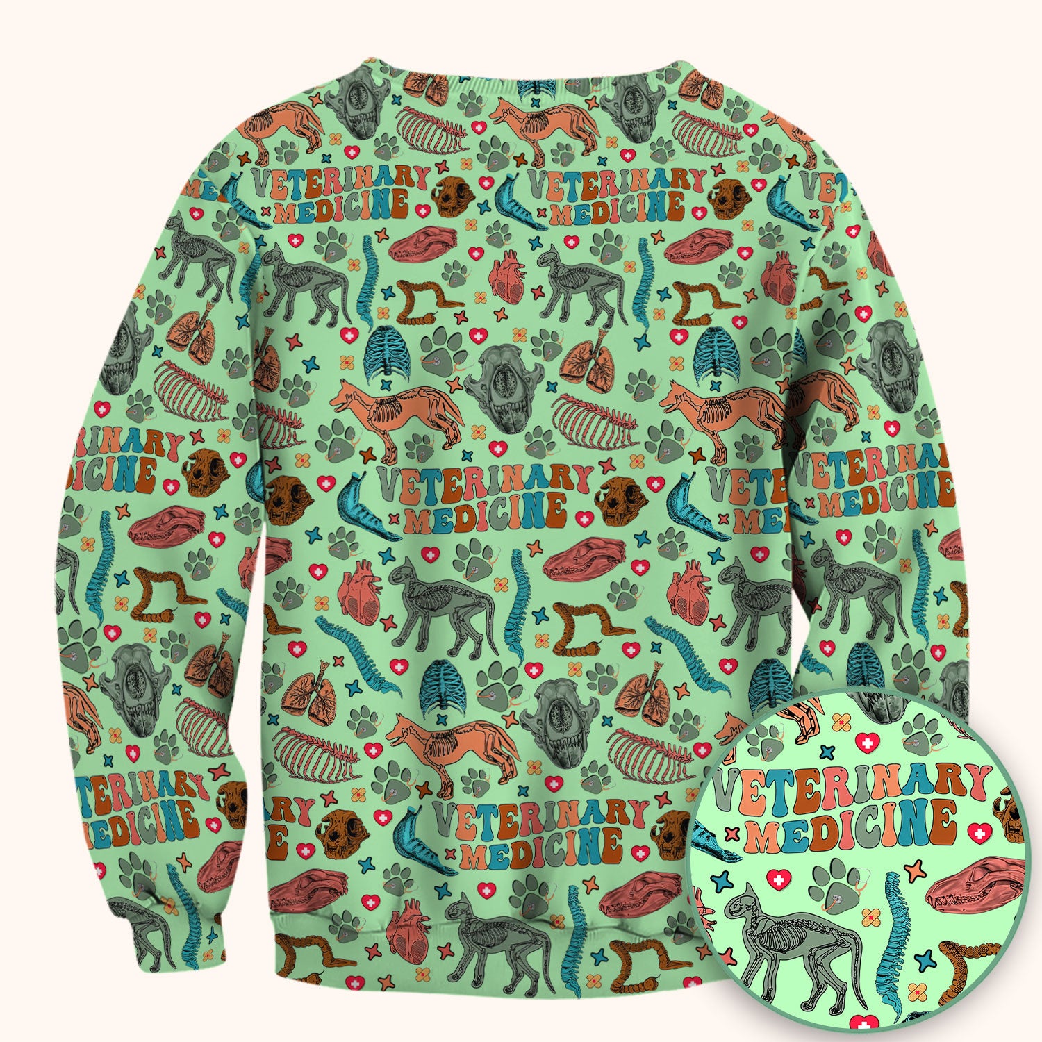 Vet Tech Scrub Top - Veterinary Medicine Pattern - Animal Medical Uniform for Women Nurse Gift