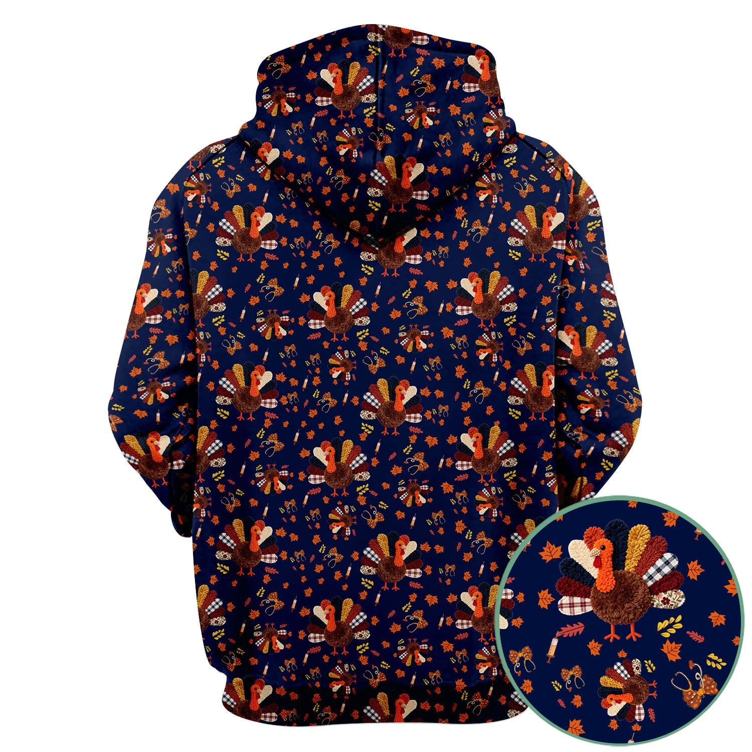 Funny Thanksgiving Nurse Scrub Top - Fall Leaves and Pumpkin Shirt - Autumn Turkey Med Uniform Gift for RN CNA LPN