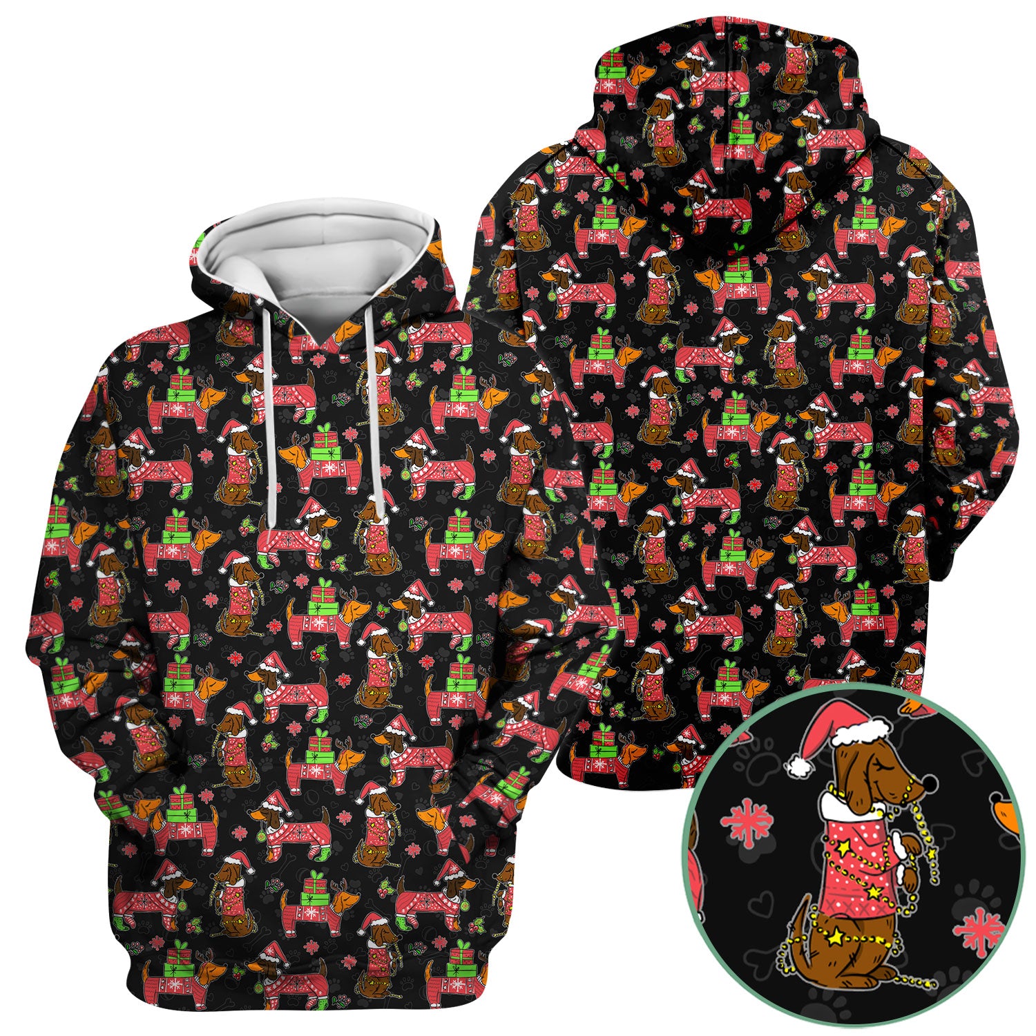 Christmas Wiener Dog Nurse Scrub Shirt - Cute Dachshund in Santa Hat - Funny Holiday Medical Uniform RN LPN CNA Gift for Women