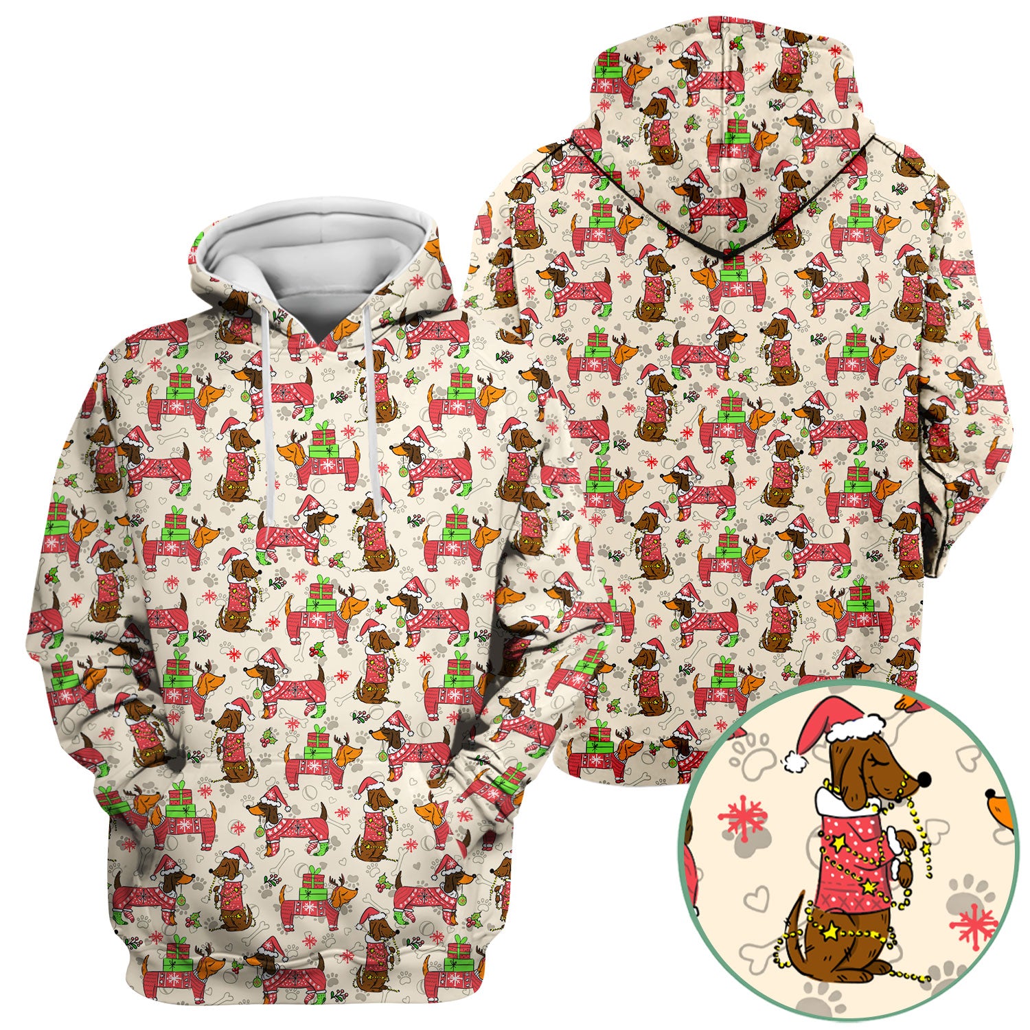 Christmas Dachshund Nurse Scrub Top for Women - Cute Sausage Dog in Santa Hat & Xmas Gift - Funny Holiday Nursing Shirt RN LPN CNA