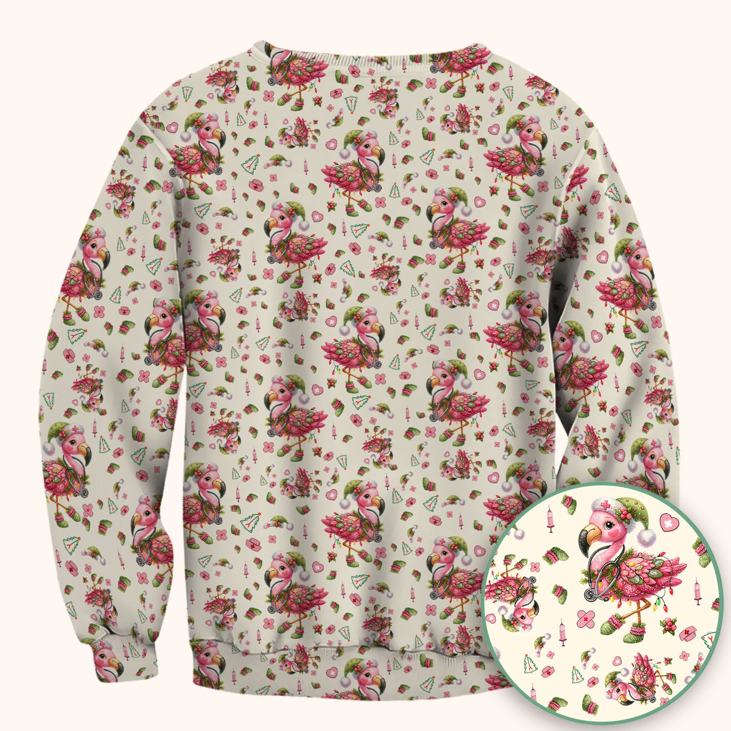 Flamingo Scrub Top for Nurse - Funny Christmas Medical Shirt - Holiday Christmas Gift for Healthcare Workers