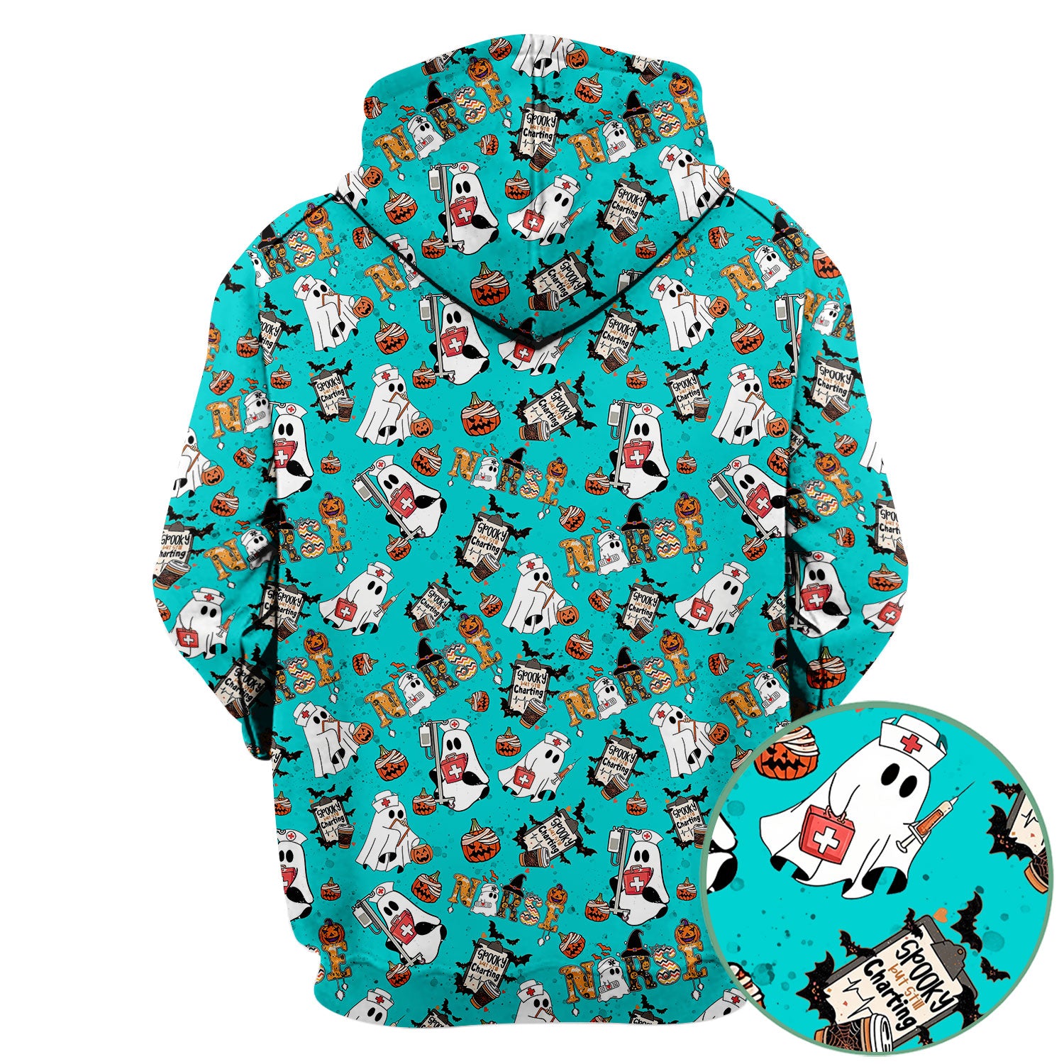Spooky But Still Charting Halloween Scrub Top - Comfortable Scrubs for Nurses - Funny Boo Pumpkin Nursing Uniform