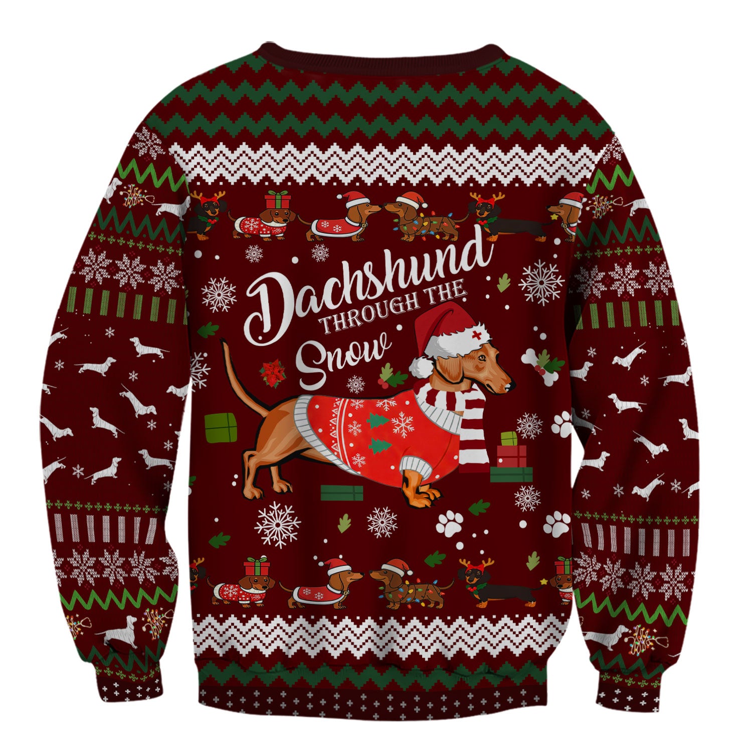 Dachshund Through the Snow - Funny Christmas Scrub Top - Wiener Dog Lover Gift - Holiday Medical Uniform