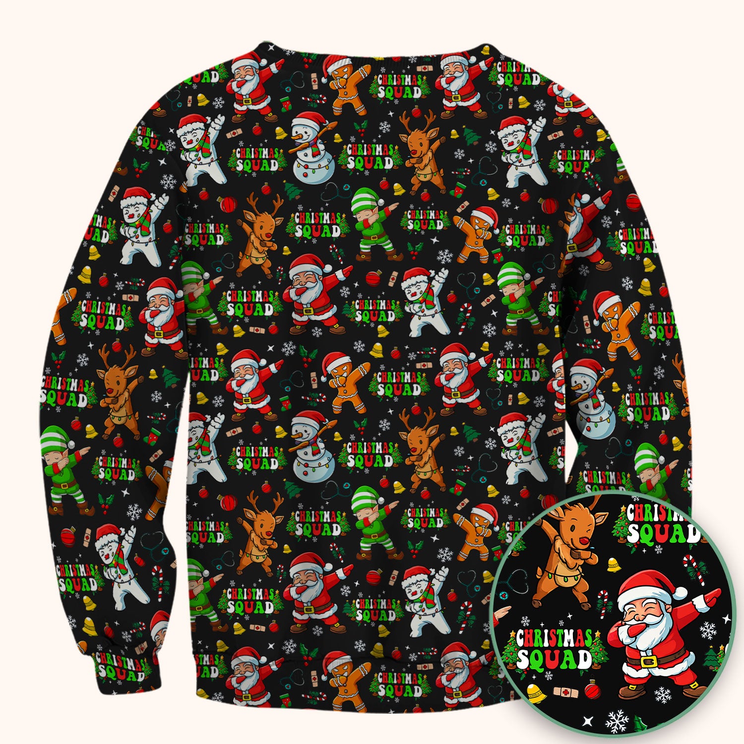 Christmas Squad Scrub Top - Funny Santa & Reindeer Shirt - Cute Holiday Medical Uniform for Nurses, Doctors & Vet Techs