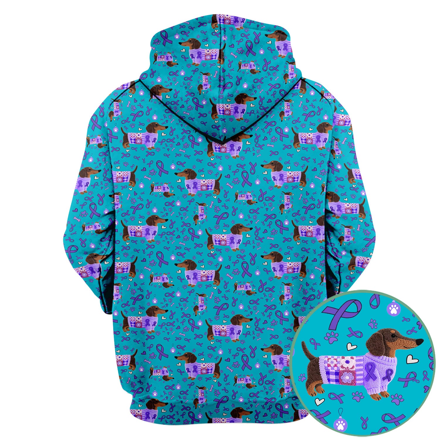 Wiener Dog Purple Ribbon Cancer Awareness Scrub - Breathable Fabrics Nursing Uniform - Comfortable Scrubs for Nurses