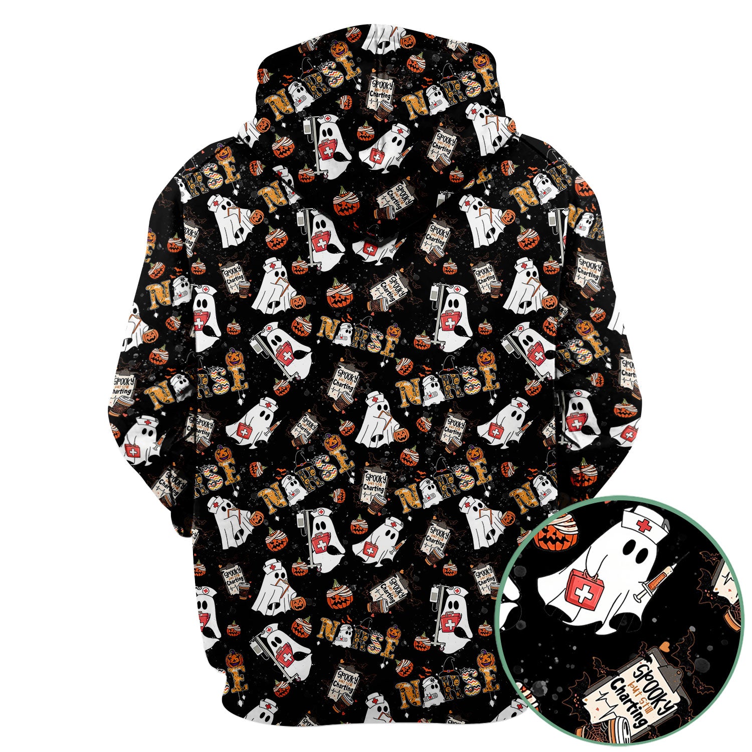 Spooky But Still Charting Halloween Scrub Top - Comfortable Scrubs for Nurses - Funny Boo Pumpkin Nursing Uniform