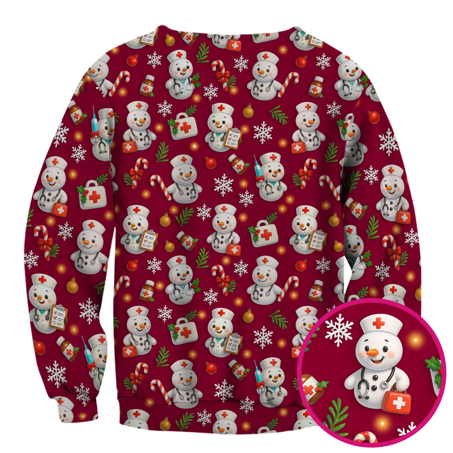 Holiday Nurse Scrub Top Christmas Design - Adorable Snowman Nursing Shirt - Cute Medical Gift for RN LPN CNA Doctors