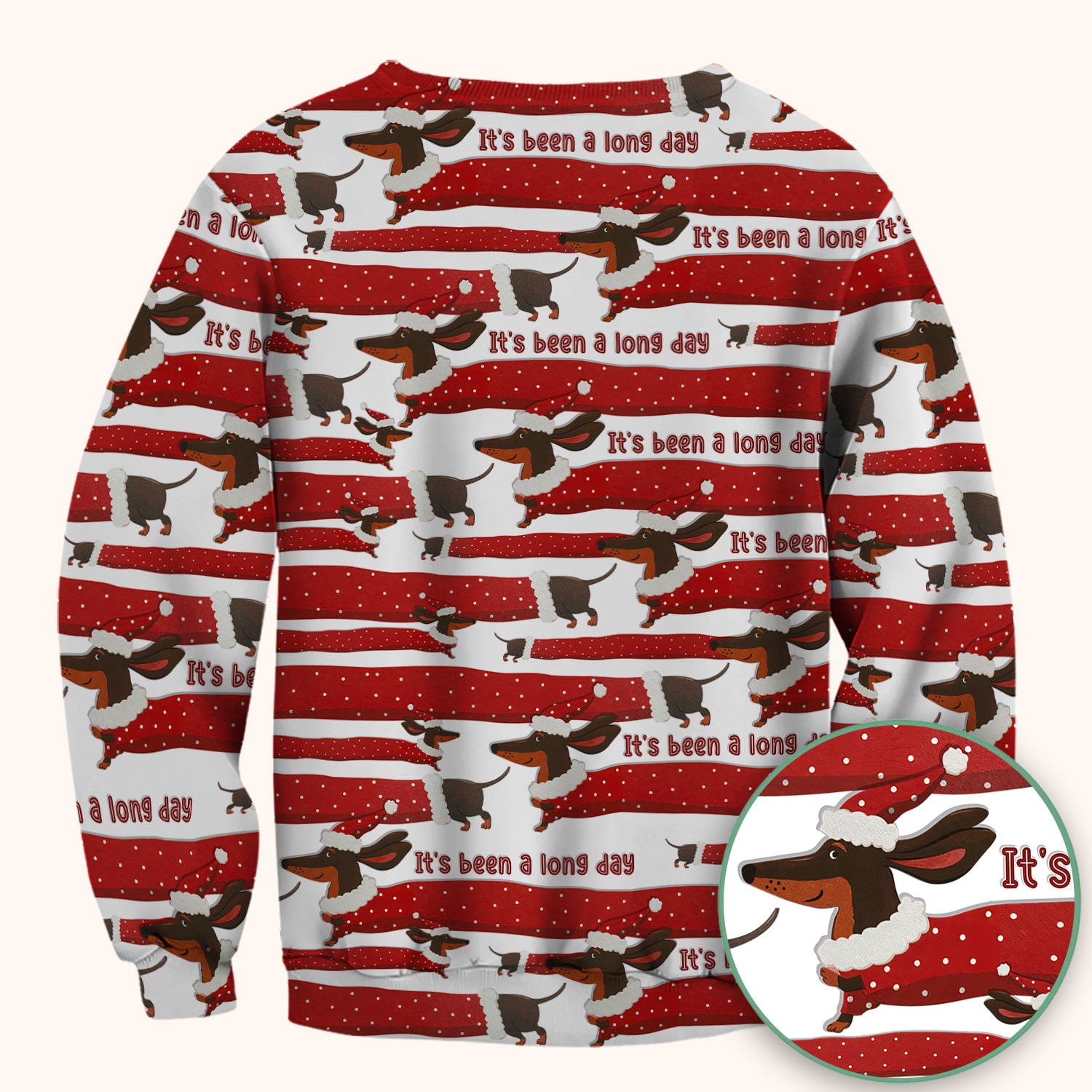 Funny Dachshund Christmas Scrub Top - It's Been a Long Day Shirt - Cute Wiener Dog Holiday Medical Uniform for Women