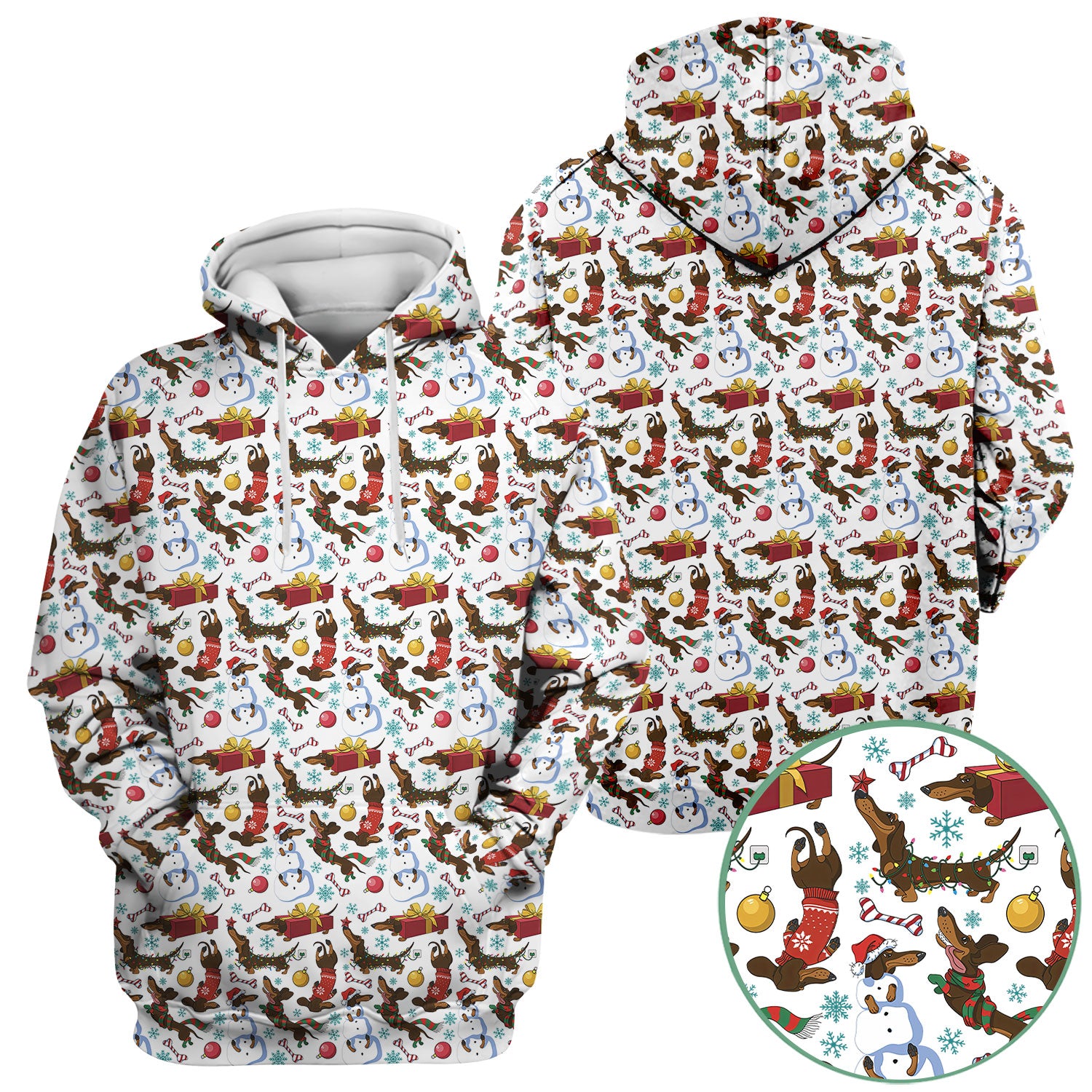 Funny Christmas Nurse Scrubs - Dachshund Dog & Snowman Print Top - Multi Color Custom Nursing Shirt Gift for Healthcare Workers