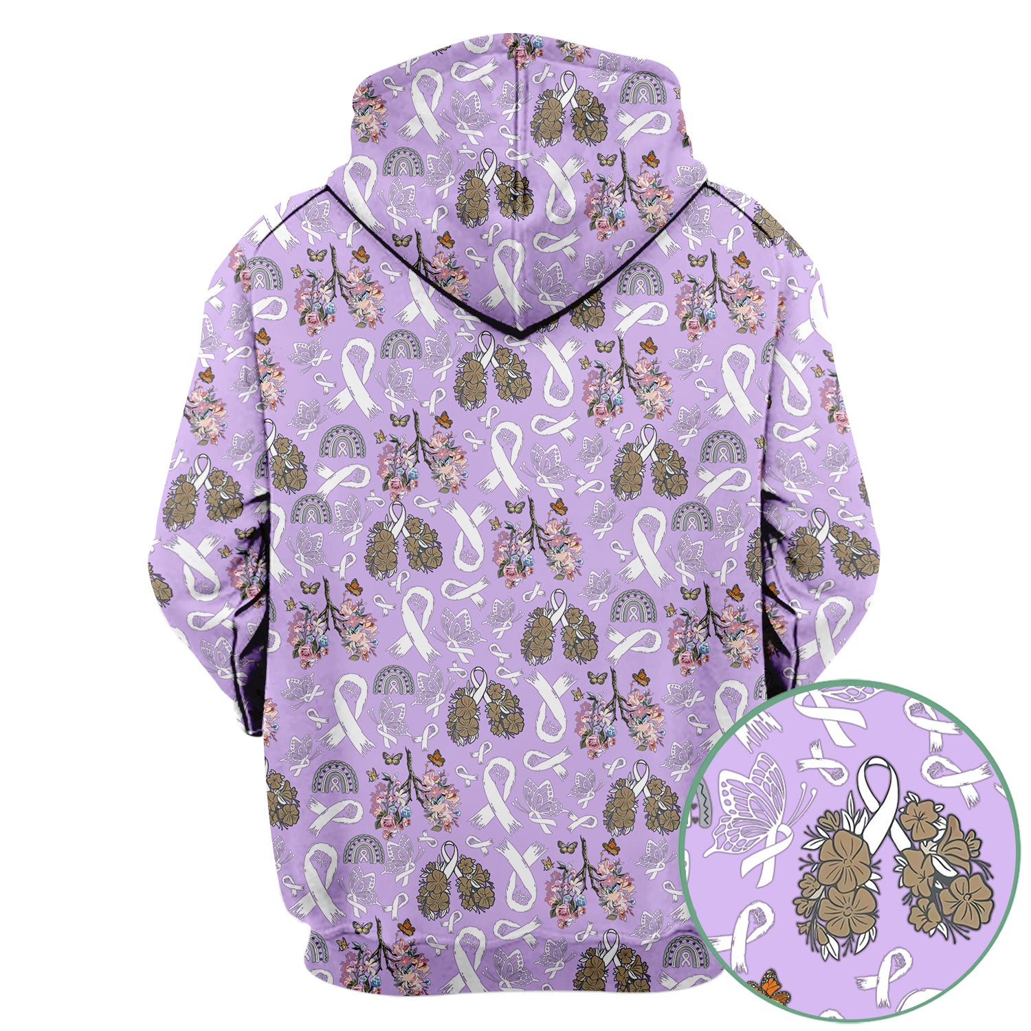 Lung Cancer Awareness Scrub Top for Women - White Ribbon Butterfly Floral Medical Uniform - Comfortable Scrubs for Nurses