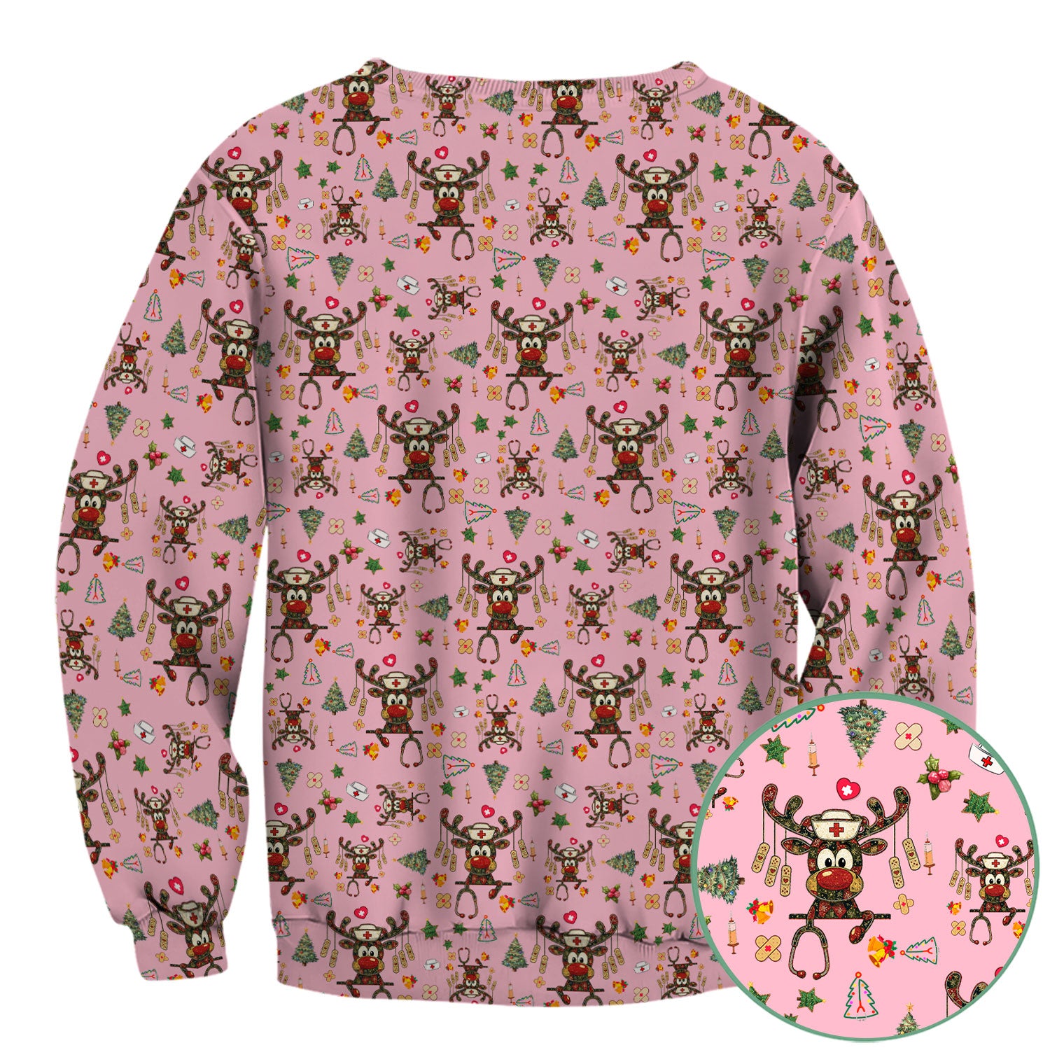 Reindeer Christmas Nurse Scrub Top - Funny Holiday Scrub Shirt - Cute Medical Uniform for Women RN LPN CNA Gift