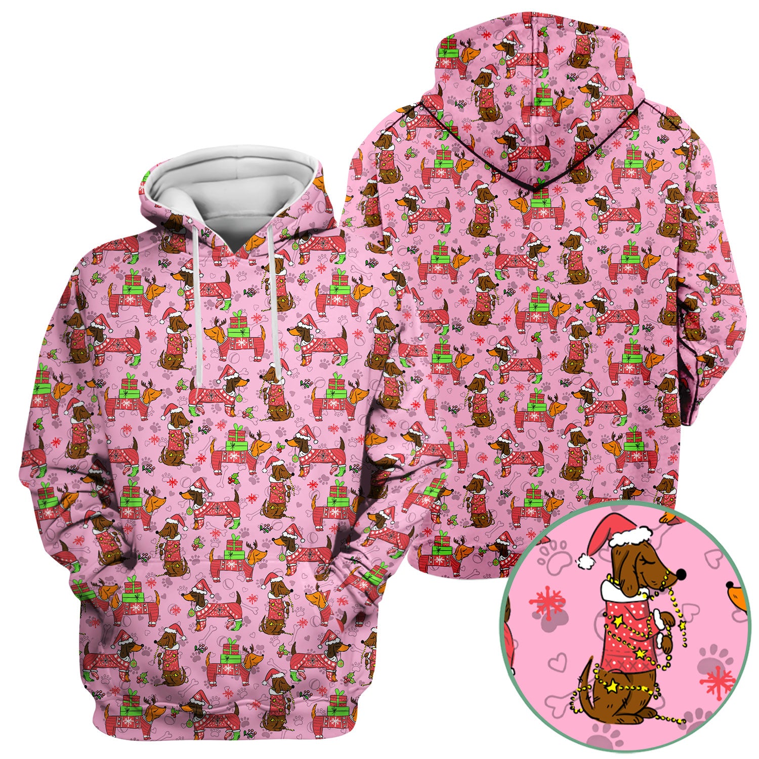 Christmas Dachshund Nurse Scrub Top for Women - Cute Sausage Dog in Santa Hat & Xmas Gift - Funny Holiday Nursing Shirt RN LPN CNA