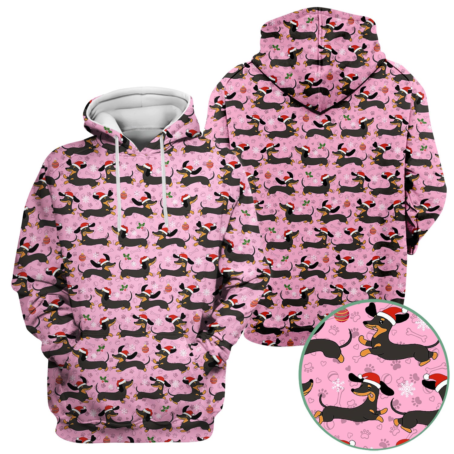 Christmas Wiener Dog Scrub Top - Cute Dachshund in Santa Hat - Funny Holiday Nurse Shirt for Women RN LPN CNA Medical Gift