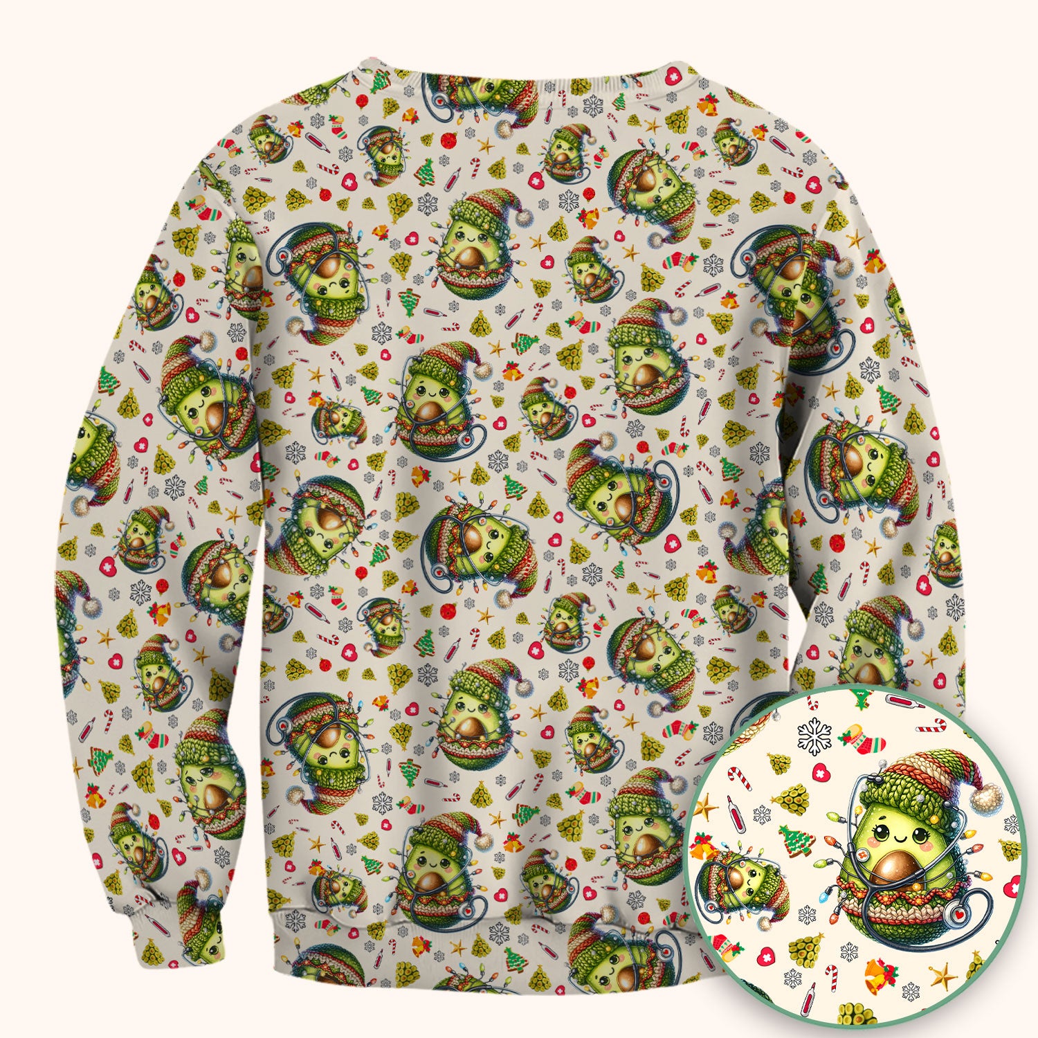 Avocado Scrub Top for Nurse - Funny Christmas Nursing Shirt - Cute Holiday Medical Uniform for Women RN LPN CNA