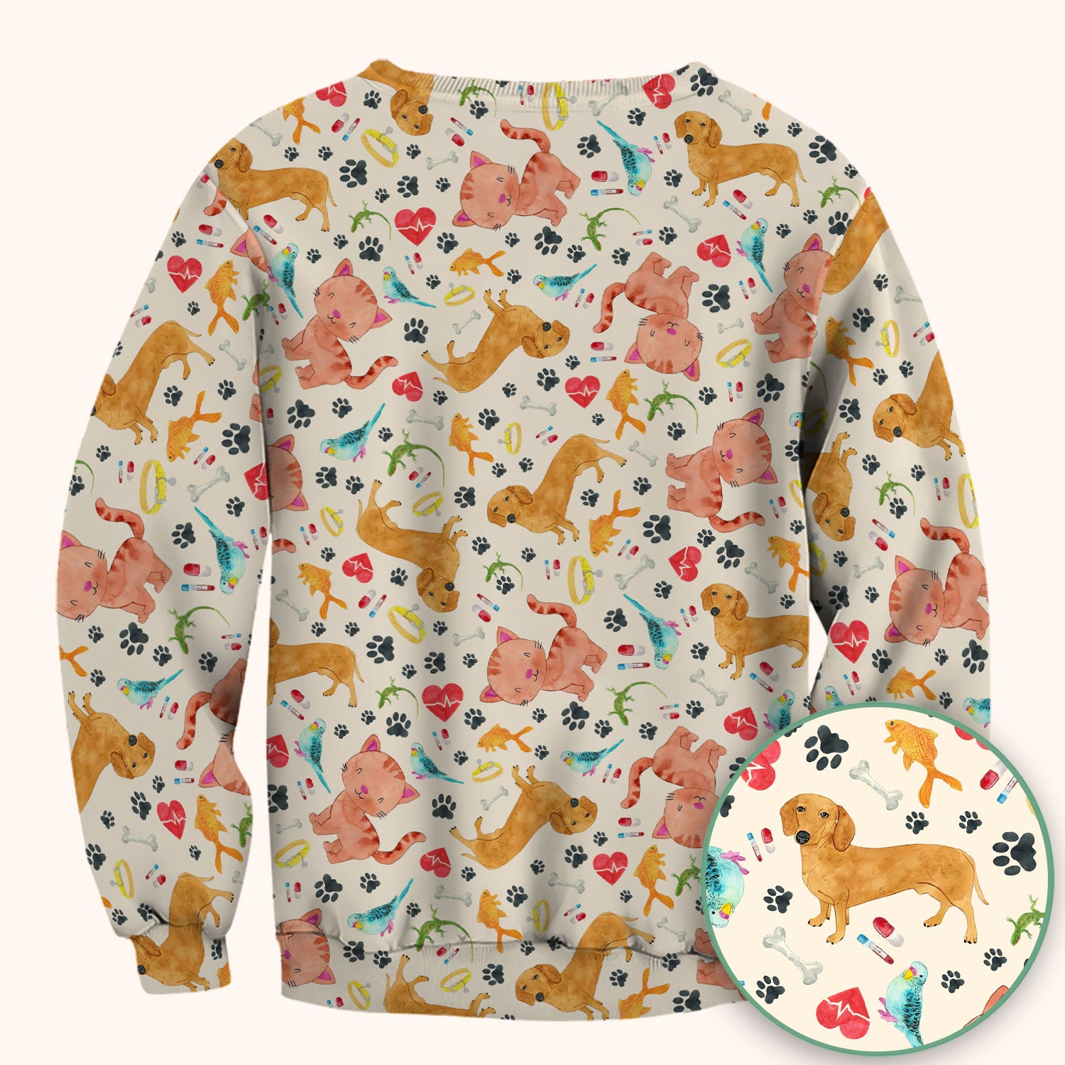 Cat Dog Veterinary Scrub Top - Cute Animal Paw Print Medical Shirt - Adorable Nurse Scrubs for Women RN CNA Vet Tech