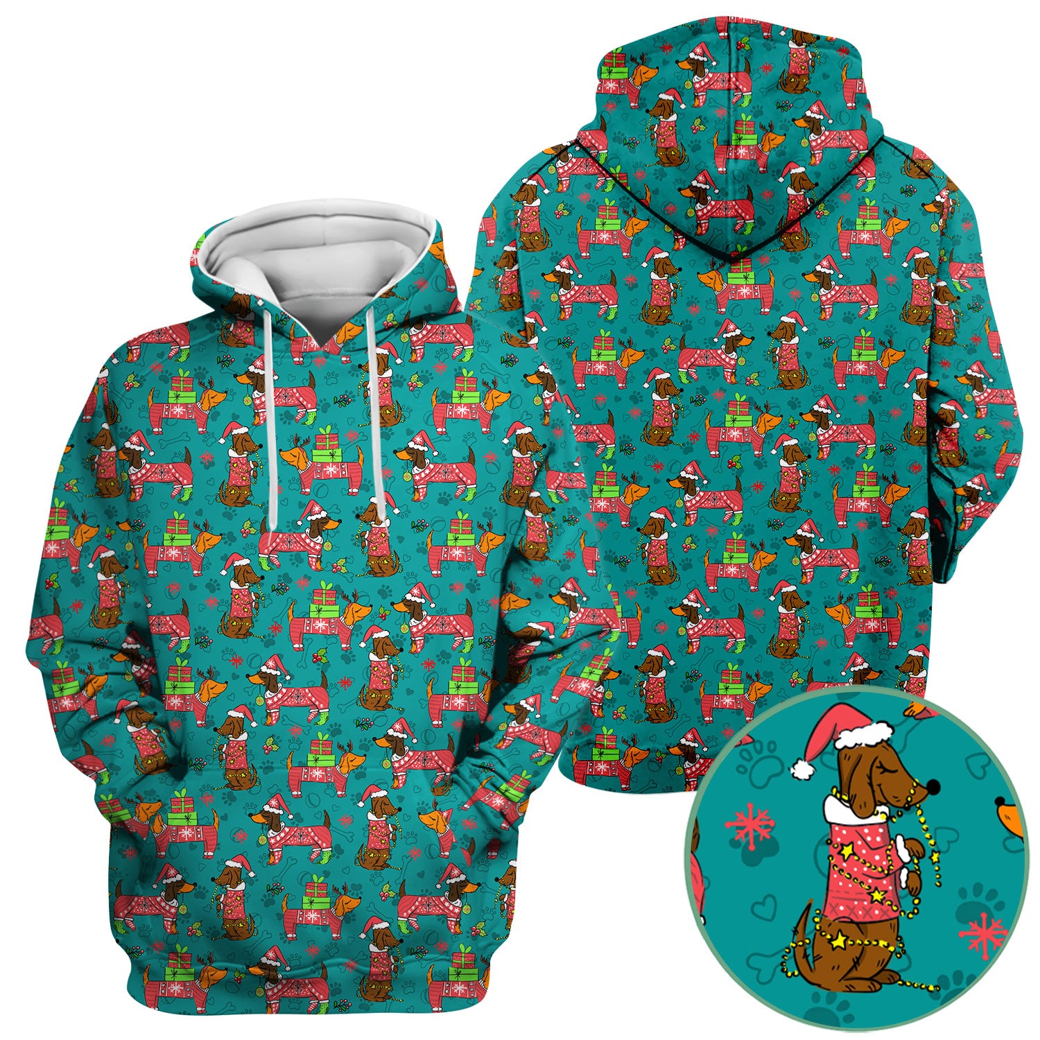Christmas Wiener Dog Nurse Scrub Shirt - Cute Dachshund in Santa Hat - Funny Holiday Medical Uniform RN LPN CNA Gift for Women
