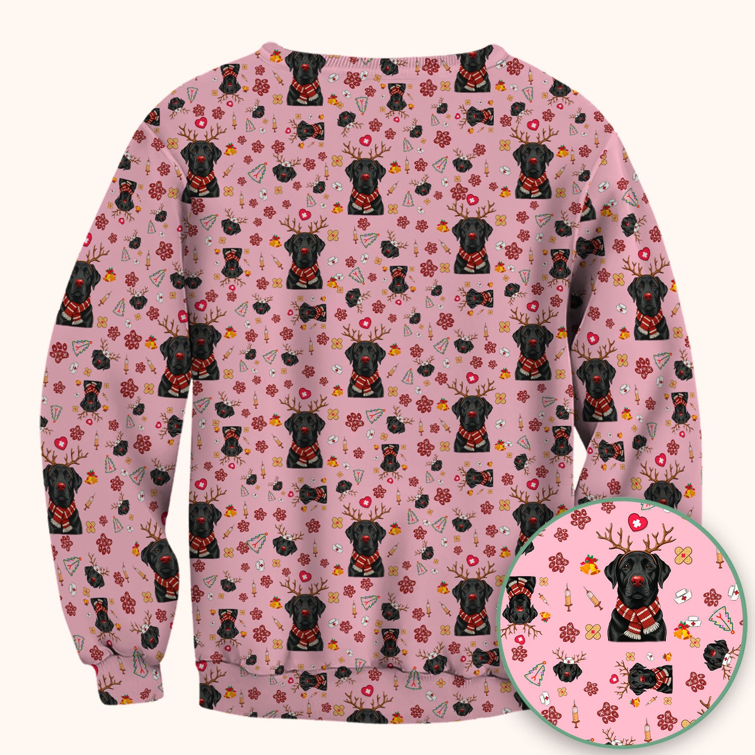 Black Lab Christmas Scrub Top - Funny Labrador Nurse Shirt - Cute Holiday Medical Uniform for Women RN LPN CNA Gift