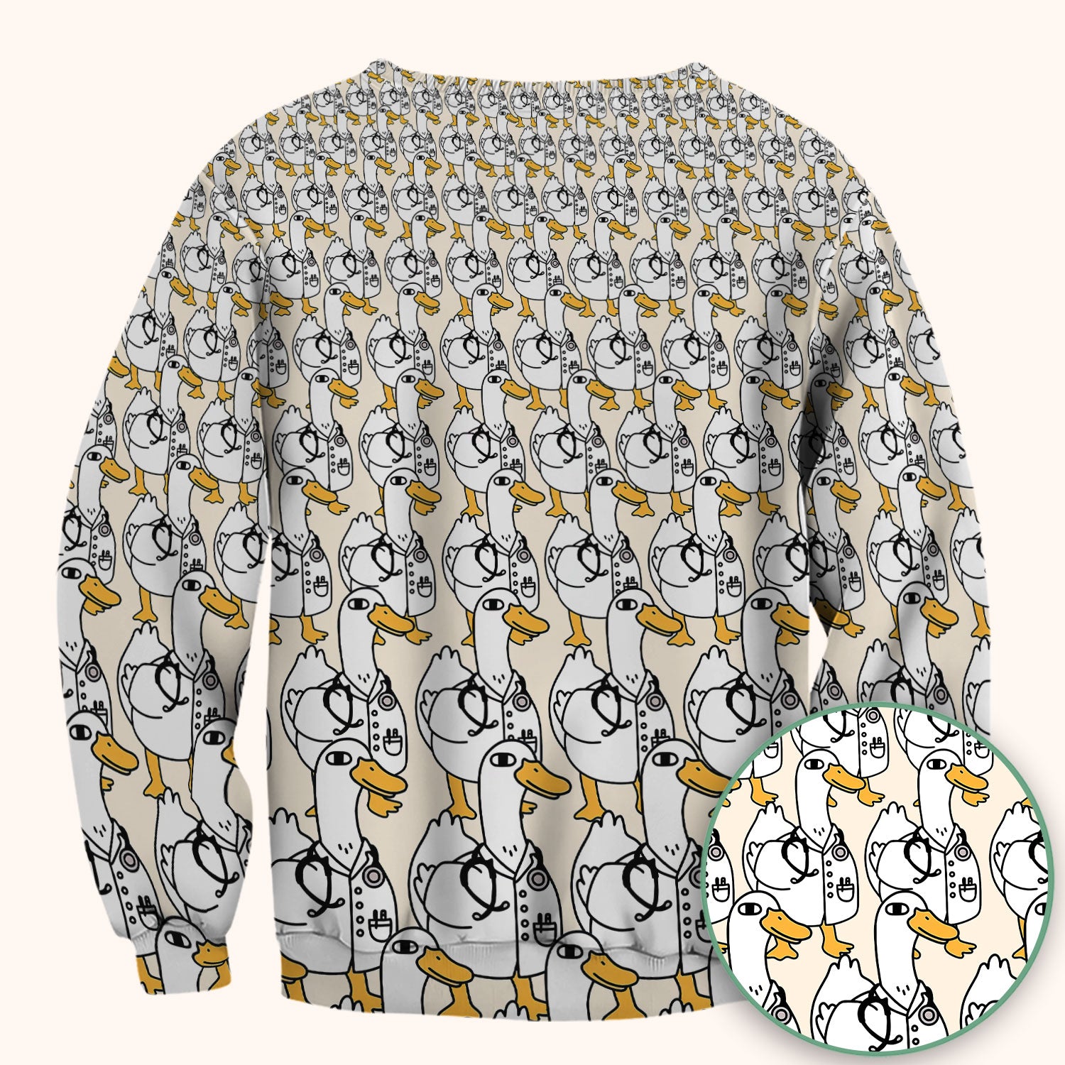 Funny Duck Scrub Top for Women - I'm a Doctor Shirt - Cute Duck In The Row - Breathable Fabrics Nursing Uniform
