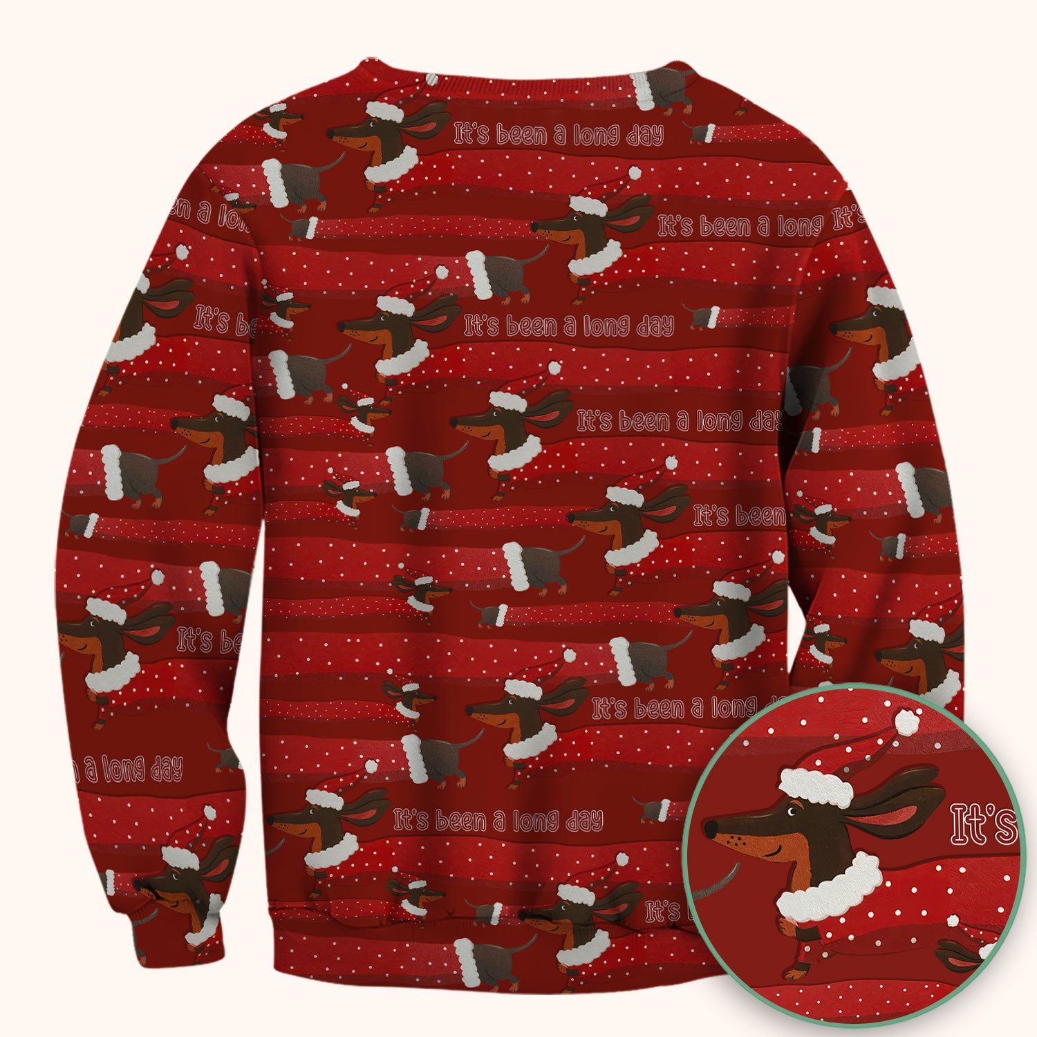 Funny Dachshund Christmas Scrub Top - It's Been a Long Day Shirt - Cute Wiener Dog Holiday Medical Uniform for Women