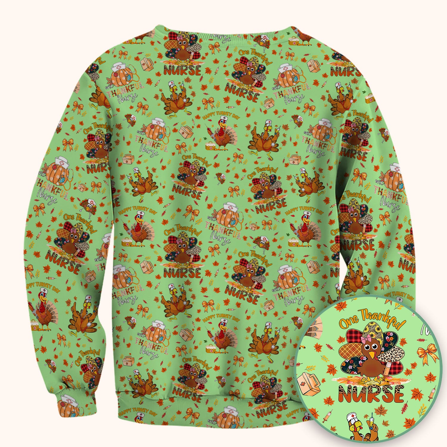 Thanksgiving Nurse Fall Scrub Top for Women - Cute Turkey and Pumpkin Shirt - Autumn Medical Shirt Gift for RN CNA LPN Doctor