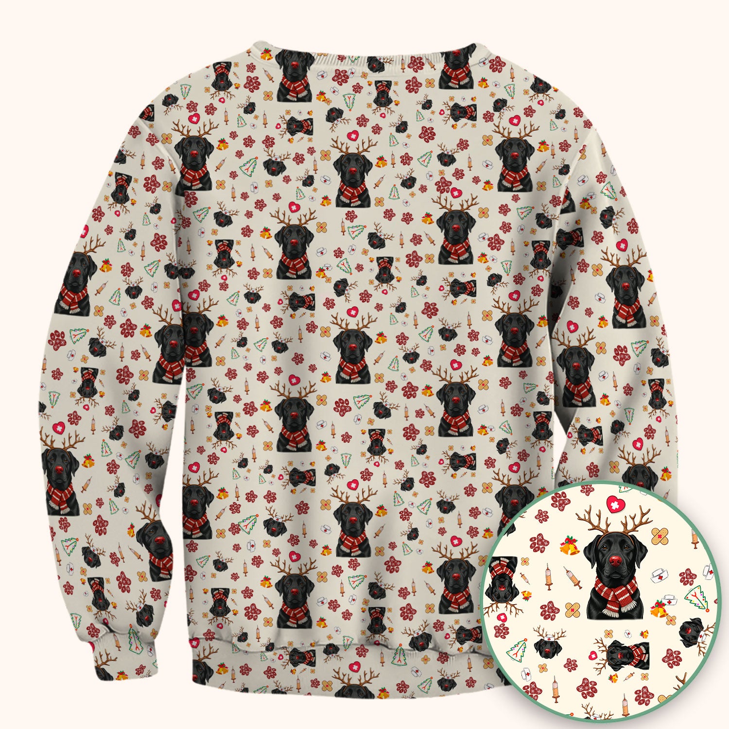 Black Lab Christmas Scrub Top - Funny Labrador Nurse Shirt - Cute Holiday Medical Uniform for Women RN LPN CNA Gift