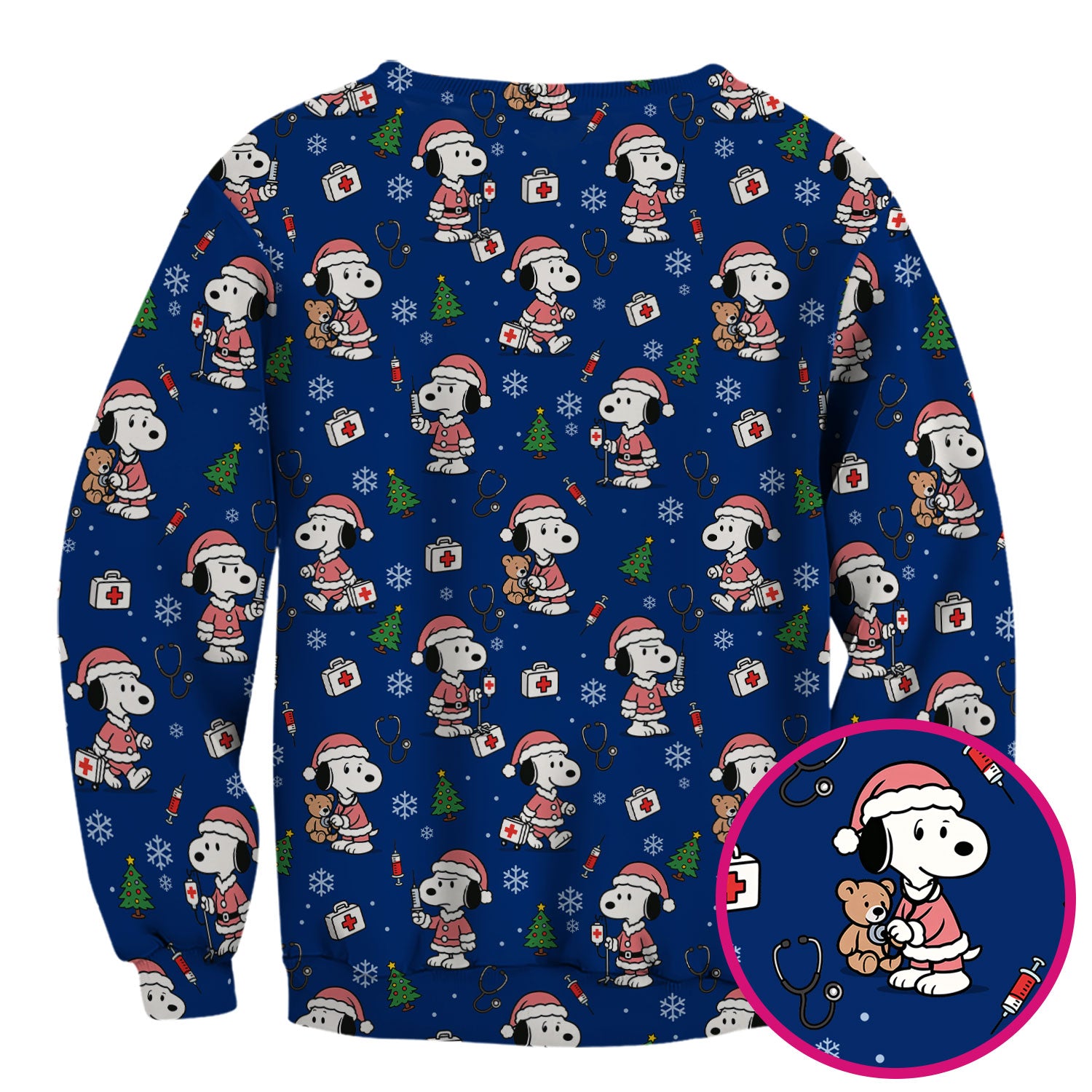 Snoopy Holiday Scrubs Top Multi Colors - Funny Xmas Nurse Shirt Women - Cute Christmas Scrub Top Gift for Healthcare Workers