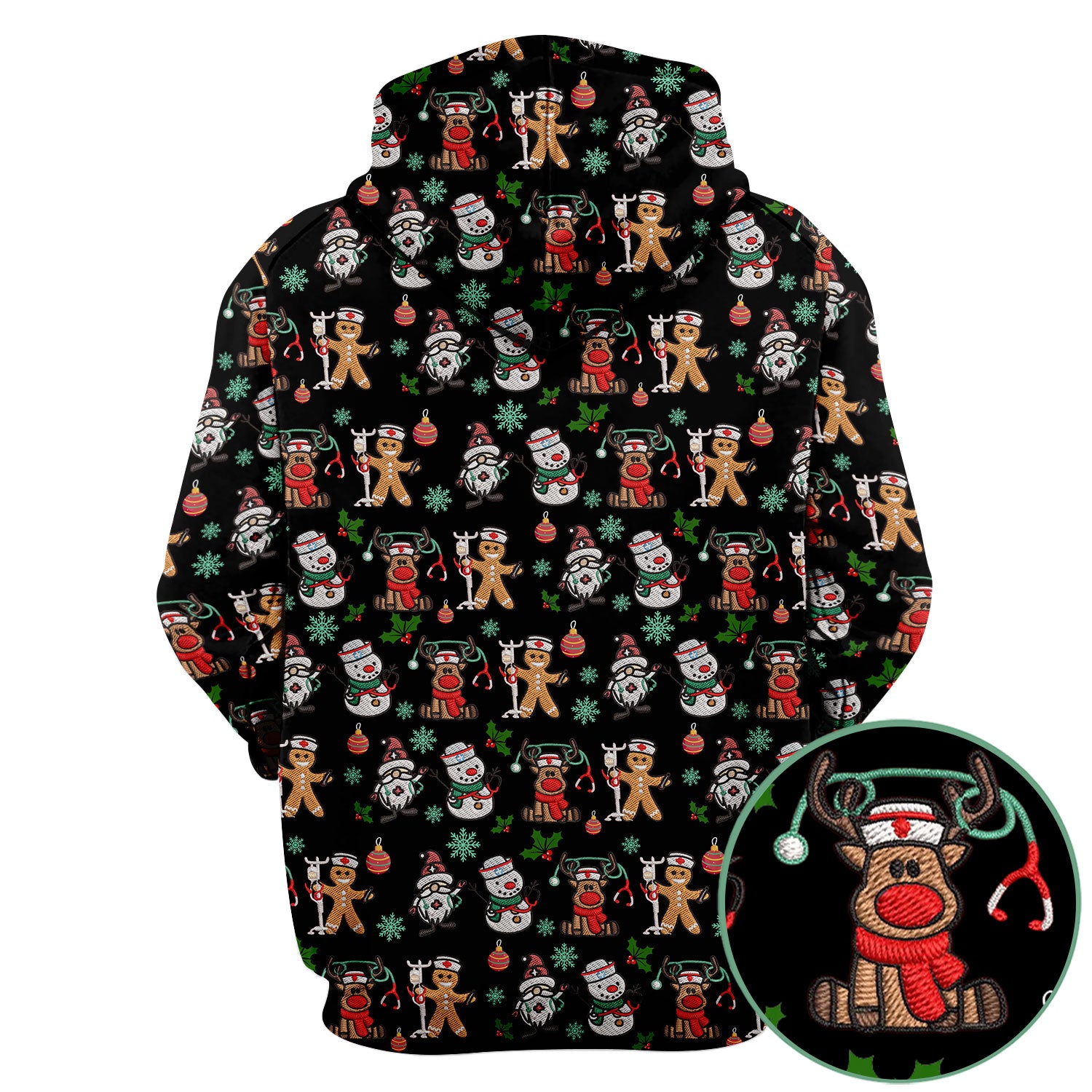 Christmas Gingerbread Scrubs for Women - Comfortable Scrubs for Nurses - Reindeer Santa Med Shirt - Breathable Fabrics Nursing Uniform