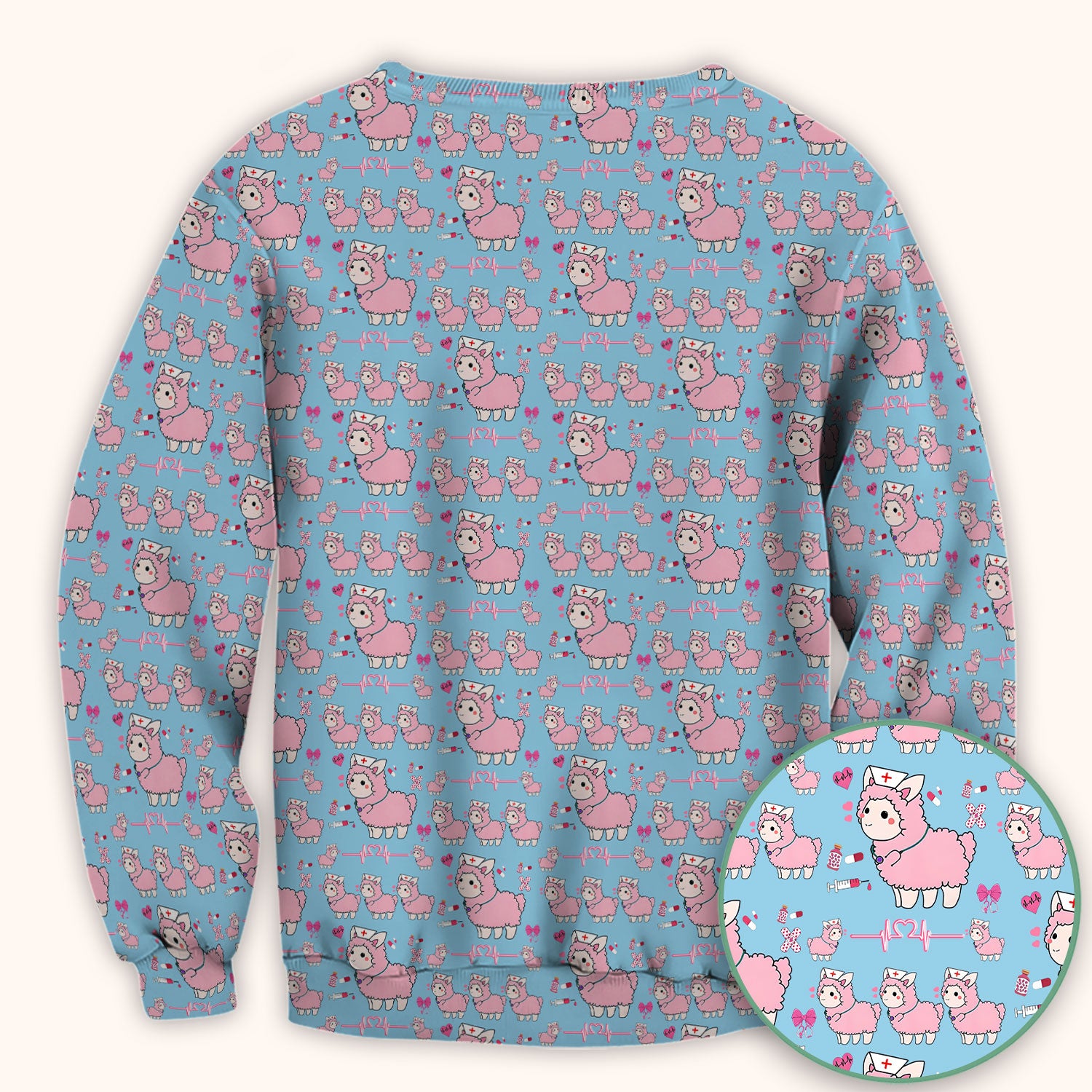 Llama Ain't Got Time For Your Drama Scrub Top, Funny Pattern Scrub Shirt, Breathable Fabrics Nursing Uniform