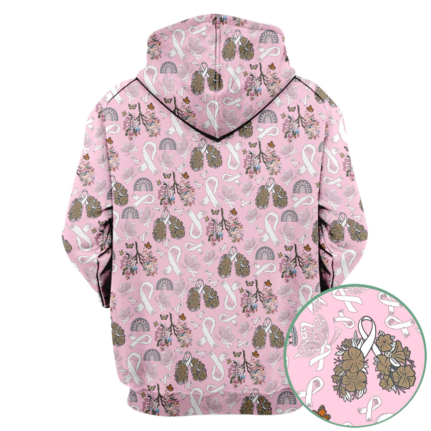 Lung Cancer Awareness Nurse Scrub Top - White Ribbon Butterfly Floral Medical Uniform - Comfortable V-Neck Nursing Shirt Gift