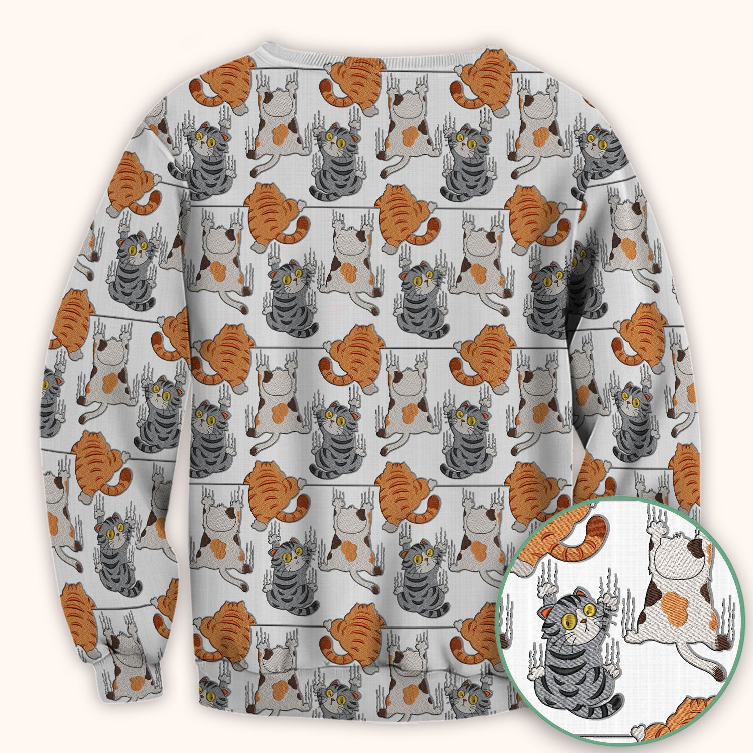 Cute Cat Pattern Nurse Scrub Top, Cats Medical Pattern Shirt, Breathable Fabrics Nursing Uniform