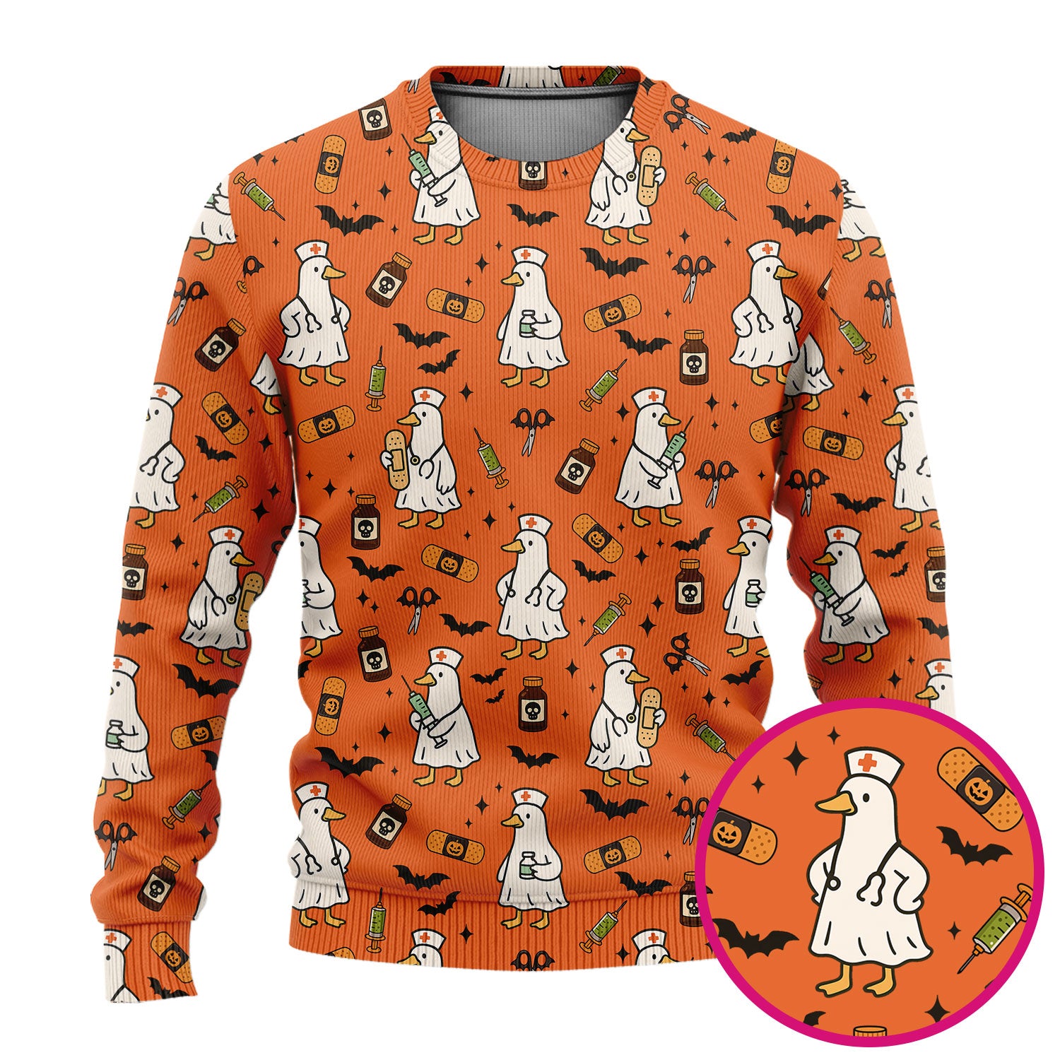 Goose Halloween Nurse Scrub Set - Quirky Duck Medical Pattern - Funny Spooky Nursing Outfit Gift for Women RN LPN CNA