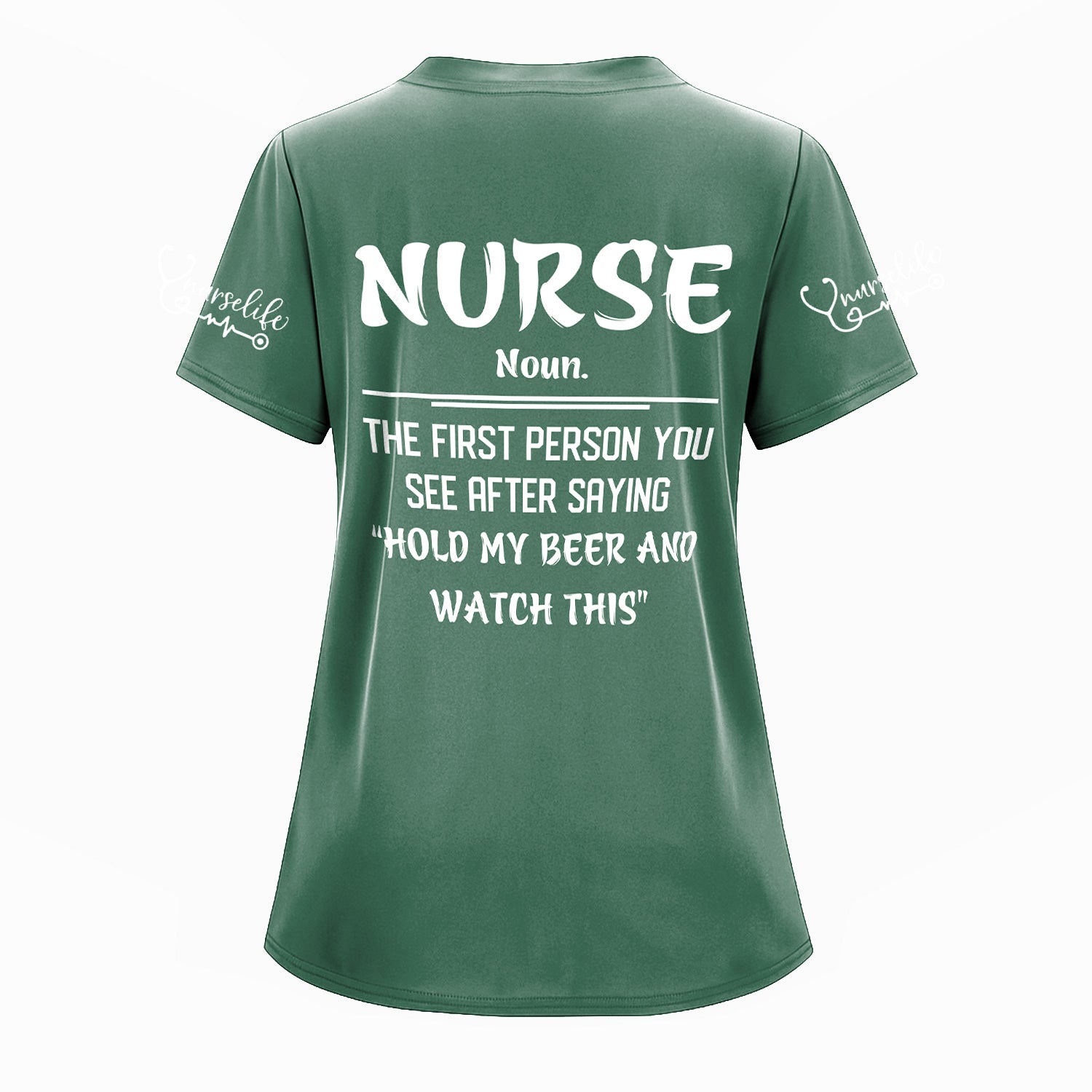 Funny Skeleton Nurse Shirt for Women - Custom Name Beer Joke Medical Uniform - Hilarious Gift for RN CNA LPN