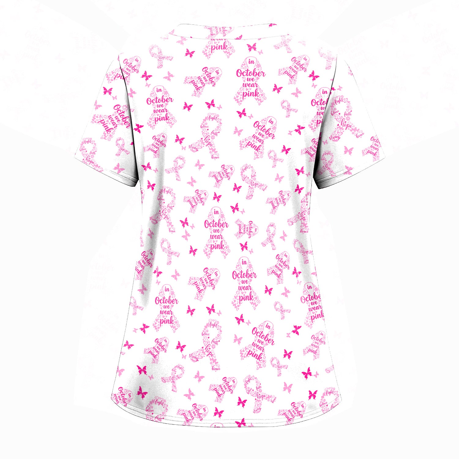 Personalized Breast Cancer Awareness Scrub Top - Supportive October Uniform for Nurses - Gift for RN, CNA, LPN