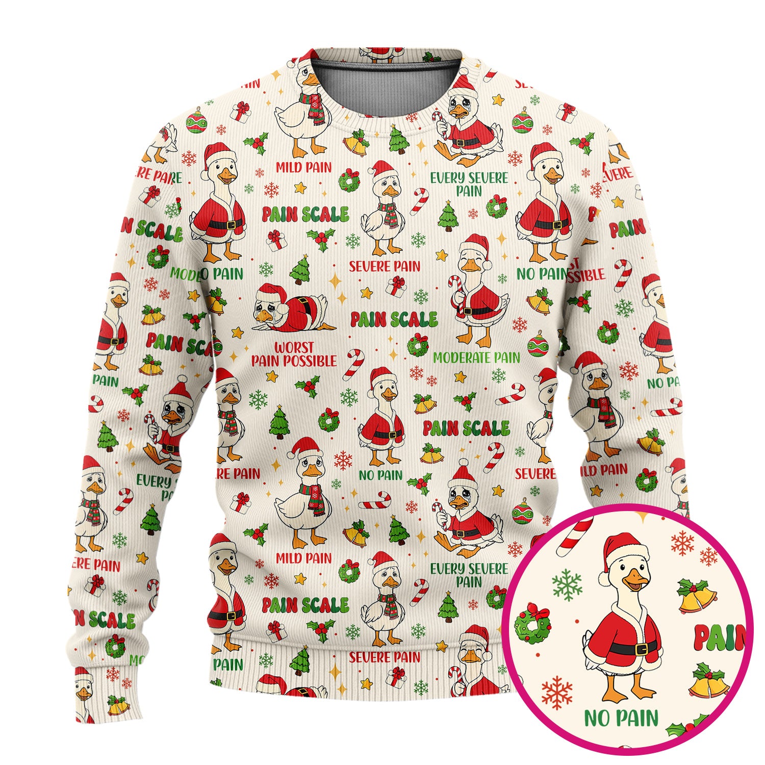 Christmas Nurse Scrub Set - Funny Goose Pain Scale Pants and V Neck Top - Cute Holiday Medical Uniform for RN LPN CNA