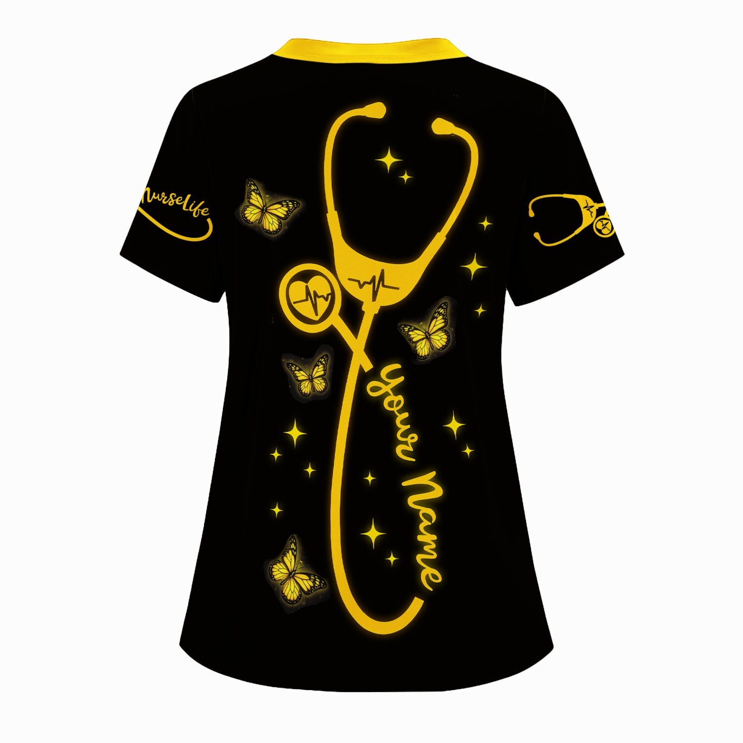 Personalized Christian Nurse Scrub Top - Never Underestimate a Nurse Quote - Gift for Women RN LPN & Healthcare Workers