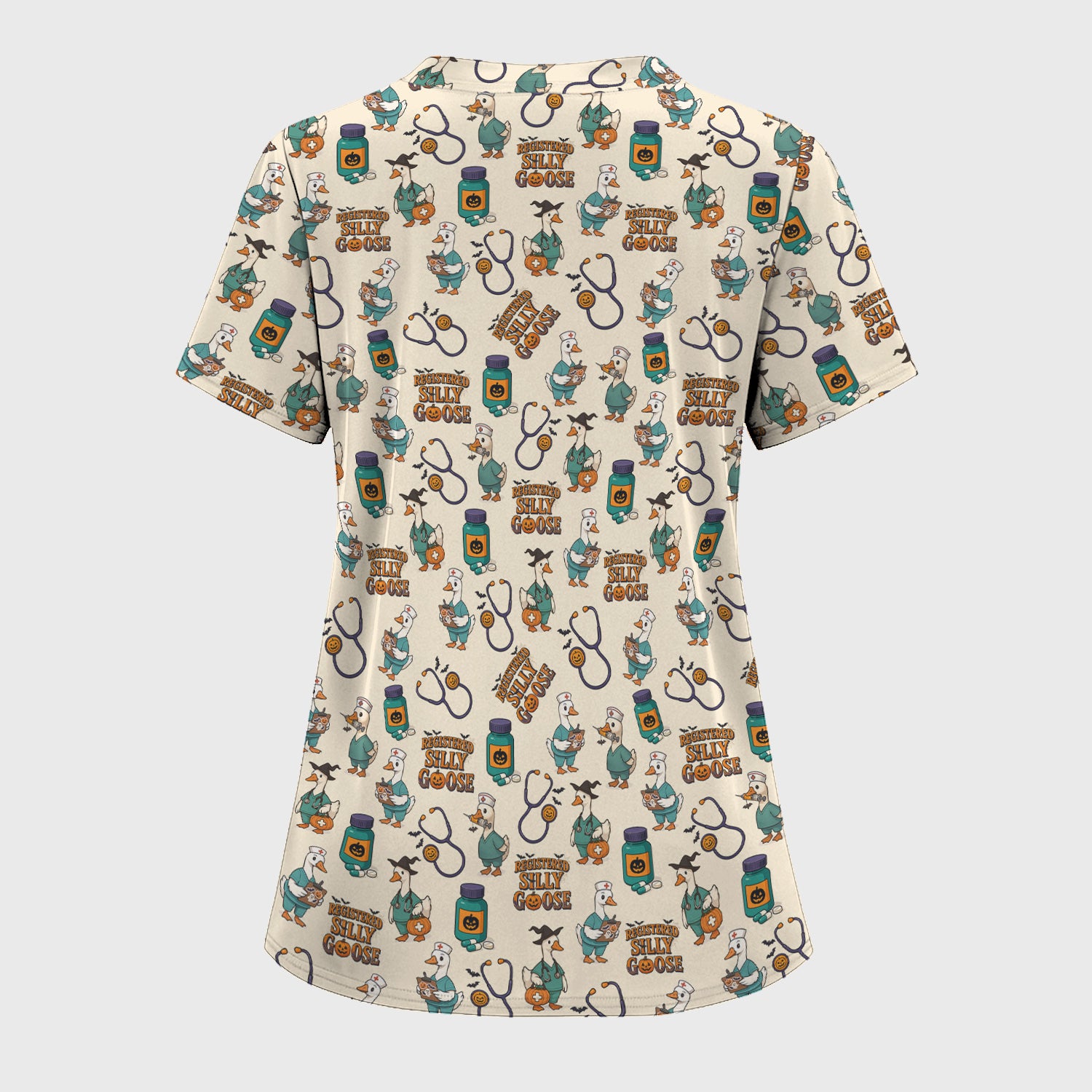 Personalized Funny Nurse Scrub - Medical Shirt with Silly Goose Pattern - Gift for RN LPN CNA