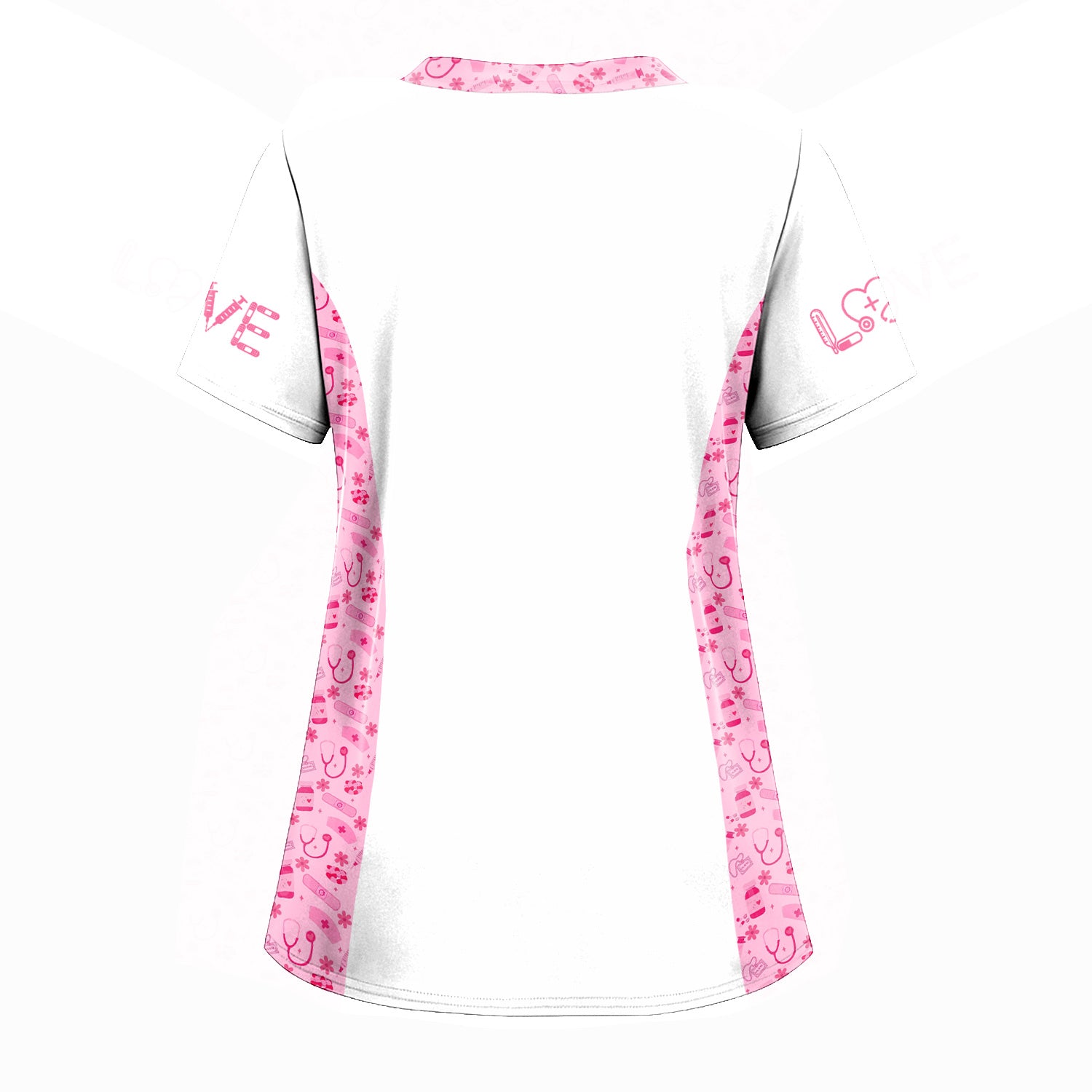 Personalized Nurse Scrubs - Pink Floral Stethoscope Design with Name Customization - Gift for RN, CNA, LPN