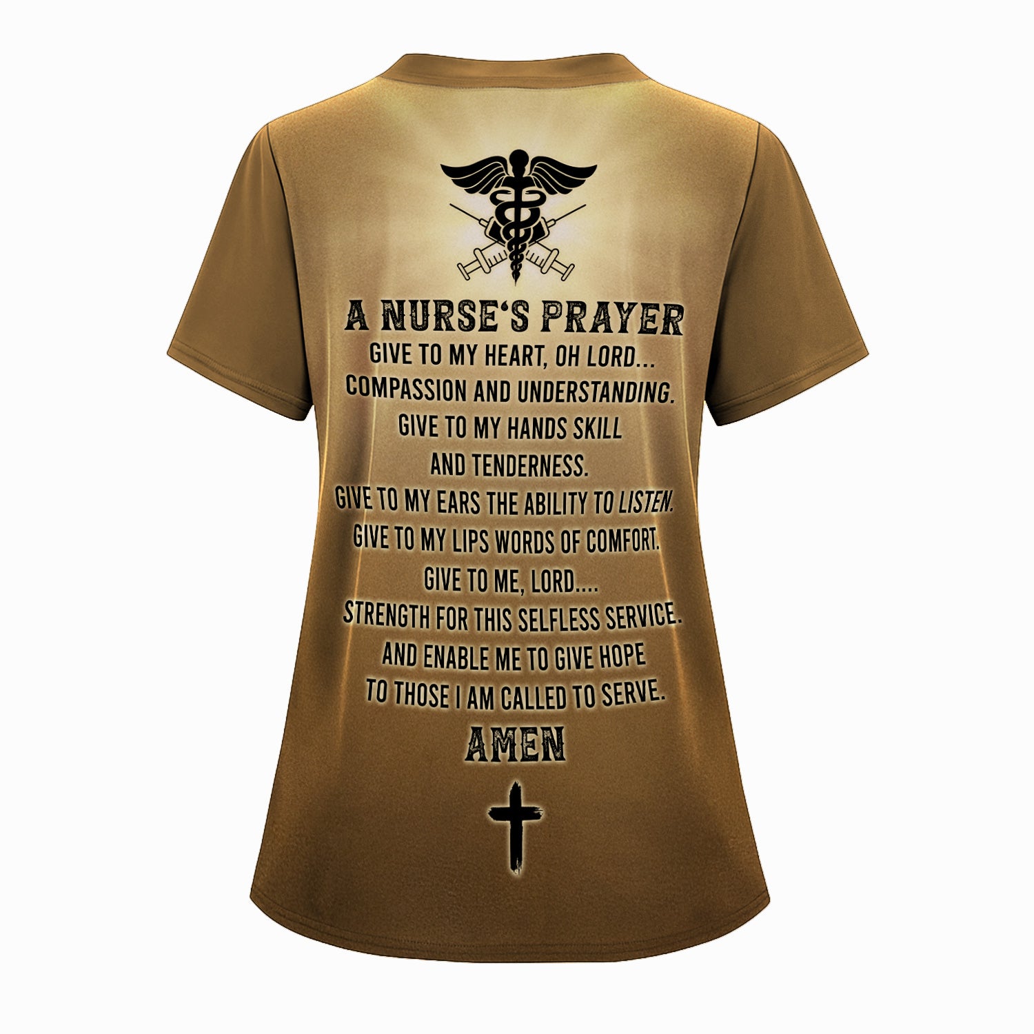 Personalized Christian Nurse Prayer Shirt - A Nurse's Prayer & Caduceus Symbol Graphic Tee - Gift for RN LPN CNA