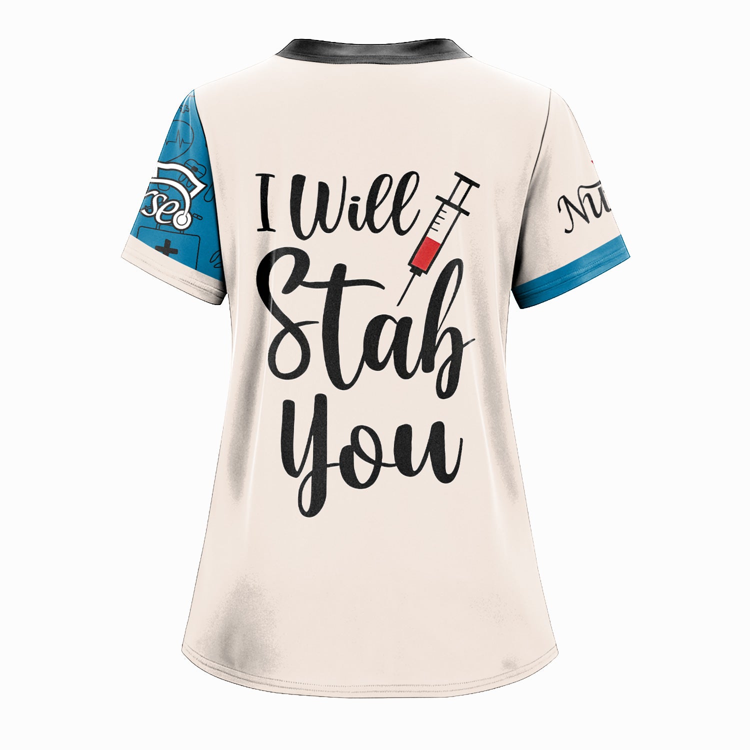 Personalized Medical Nurse Shirt - Cute Pill Cartoon Doctor with Syringe Stethoscope Design - Custom Name Gift for RN LPN CNA Multiple Color Options Available