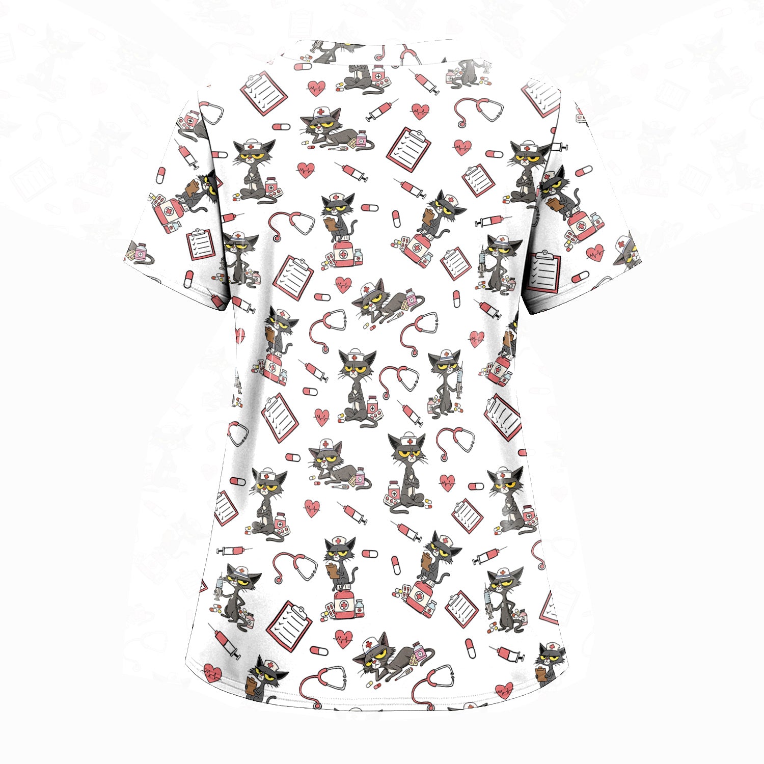 Personalized Funny Nurse Cat Scrub Top for Women - Cute Medical Uniform for RN CNA Vet Tech - Gift for Medical Staff, Healthcare Worker